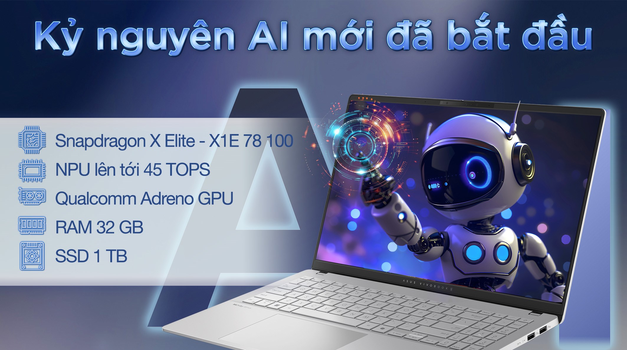 Laptop Asus Vivobook S 15 S5507QA - MA090WS (X1E 78 100, 32GB, 1TB, 2.8K 120Hz, OfficeHS, Win11)