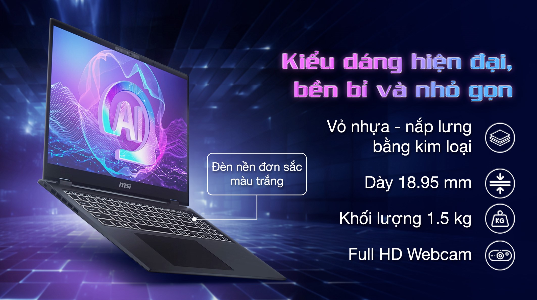 Laptop MSI Prestige 16 AI+ B2VMG - 016VN (Ultra 9 288V, 32GB, 1TB, 4K/UHD+ OLED, Win11)