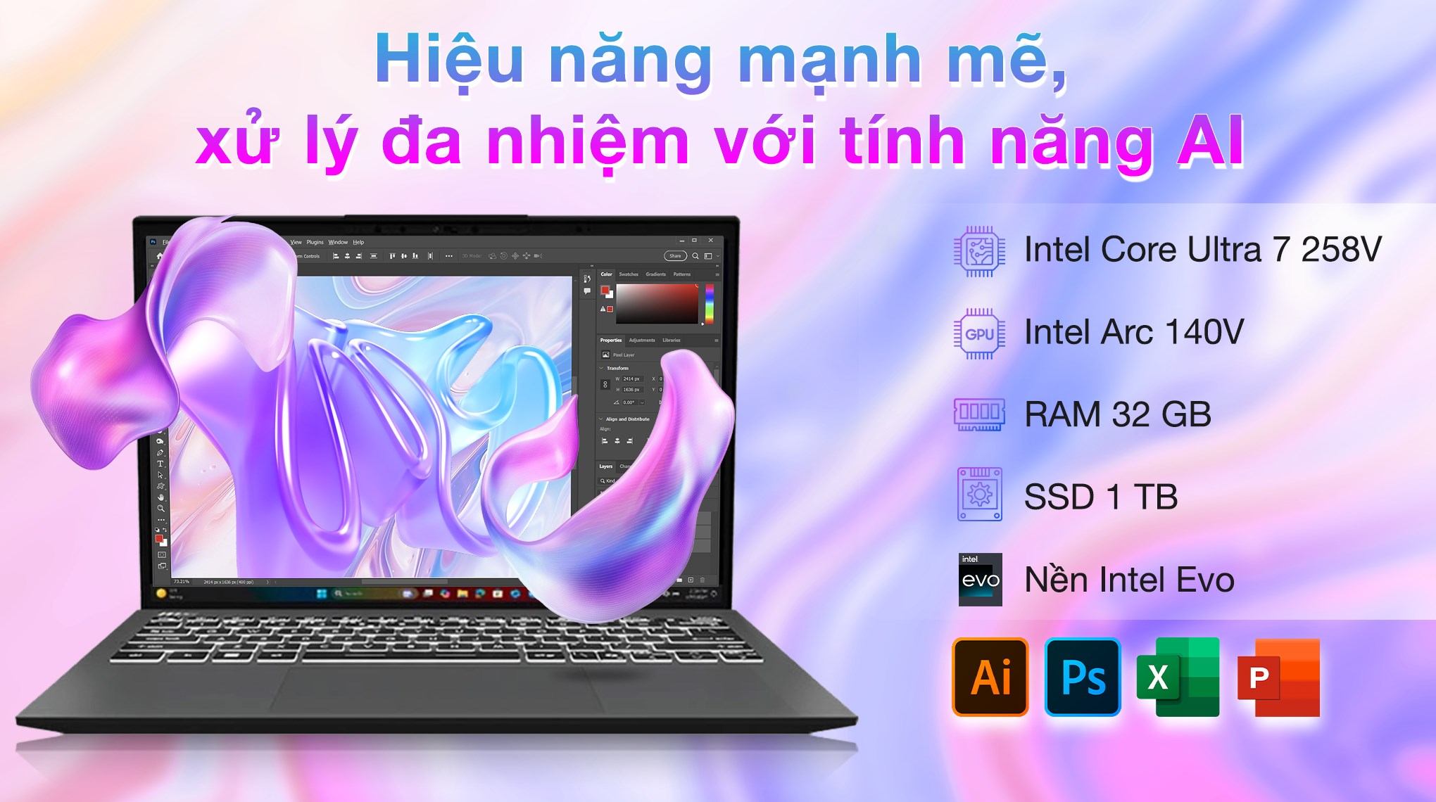 Laptop MSI Prestige 13 AI+ A2VMG - 040VN (Ultra 7 258V, 32GB, 1TB, 2.8K OLED, Win11)