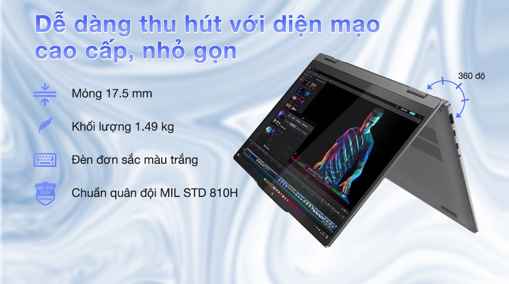 Laptop Lenovo IdeaPad 5 2in1 14Q8X9 - 83GH001FVN (X1P 42 100, 16GB, 512GB, WUXGA OLED, Cảm ứng, Win11)