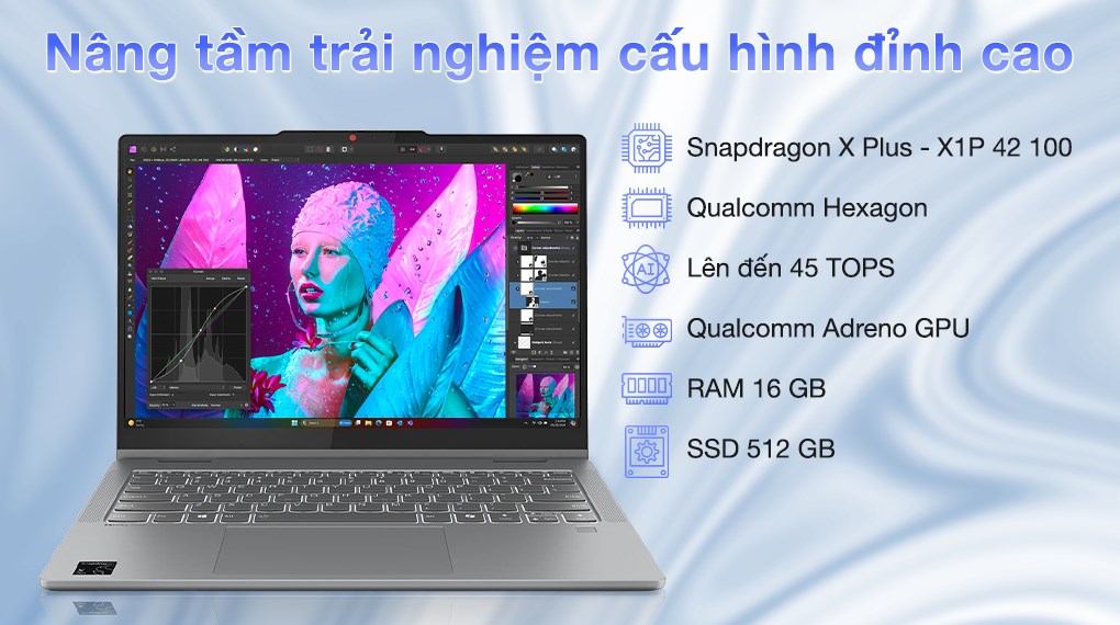 Laptop Lenovo IdeaPad 5 2in1 14Q8X9 - 83GH001FVN (X1P 42 100, 16GB, 512GB, WUXGA OLED, Cảm ứng, Win11)