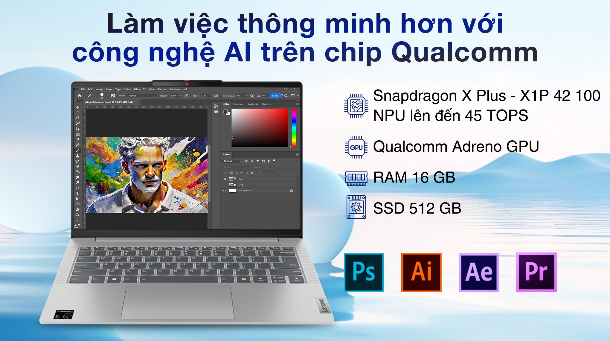 Lenovo IdeaPad Slim 5 14Q8X9 X1P 42 100 (83HL000KVN) - Cấu hình, chip AI