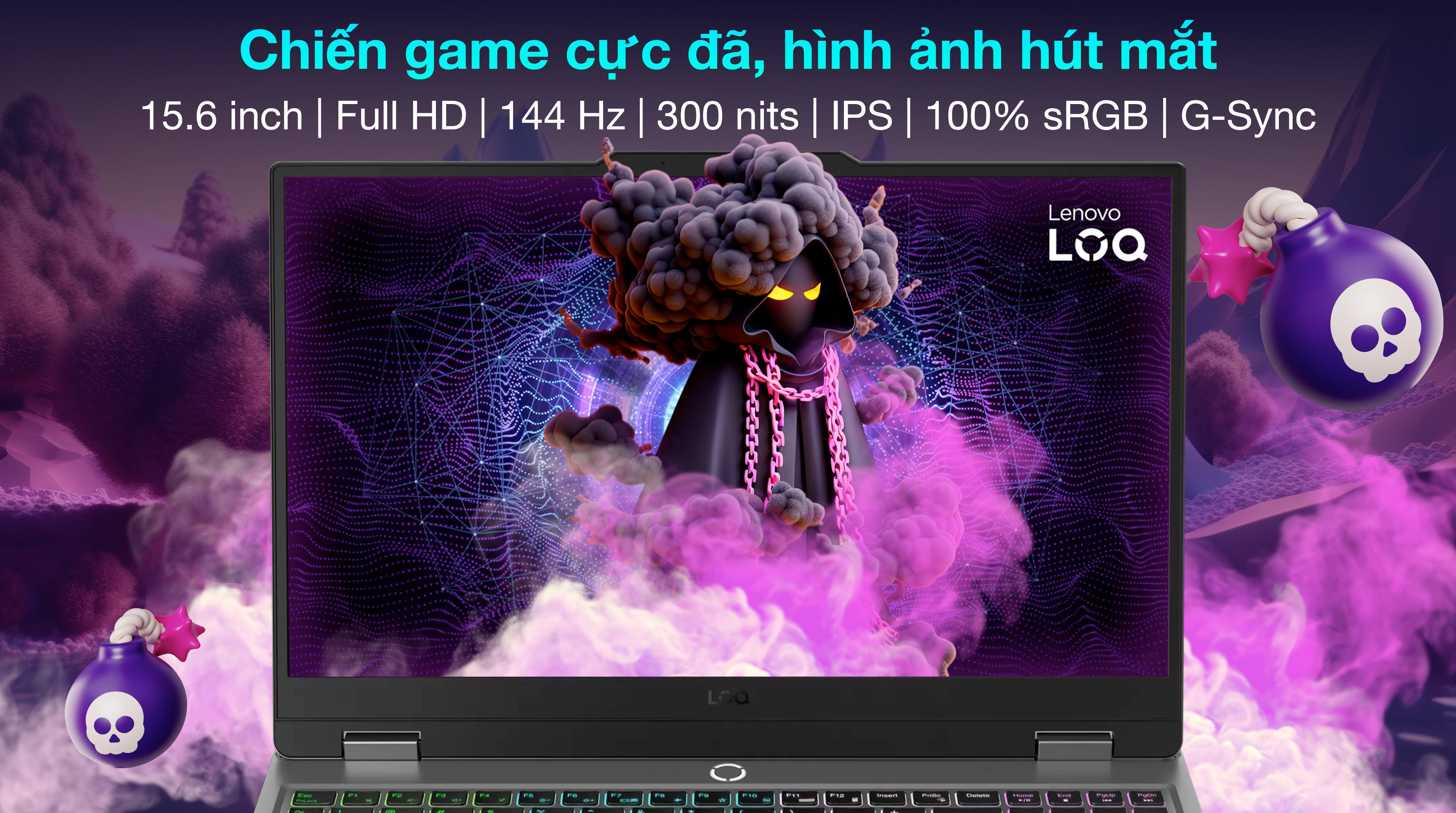 Laptop Lenovo Gaming LOQ 15IRX9 - 83DV00UGVN (i7 13650HX, 24GB, 512GB, RTX 4050 6GB, Full HD 144Hz, Win11)