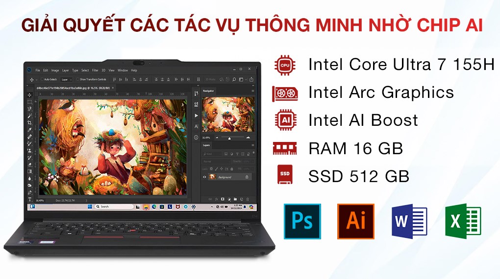 Laptop Lenovo ThinkPad E14 - 21M7004YVN (Ultra 7 155H, 16GB, 512GB, WUXGA, Win11)