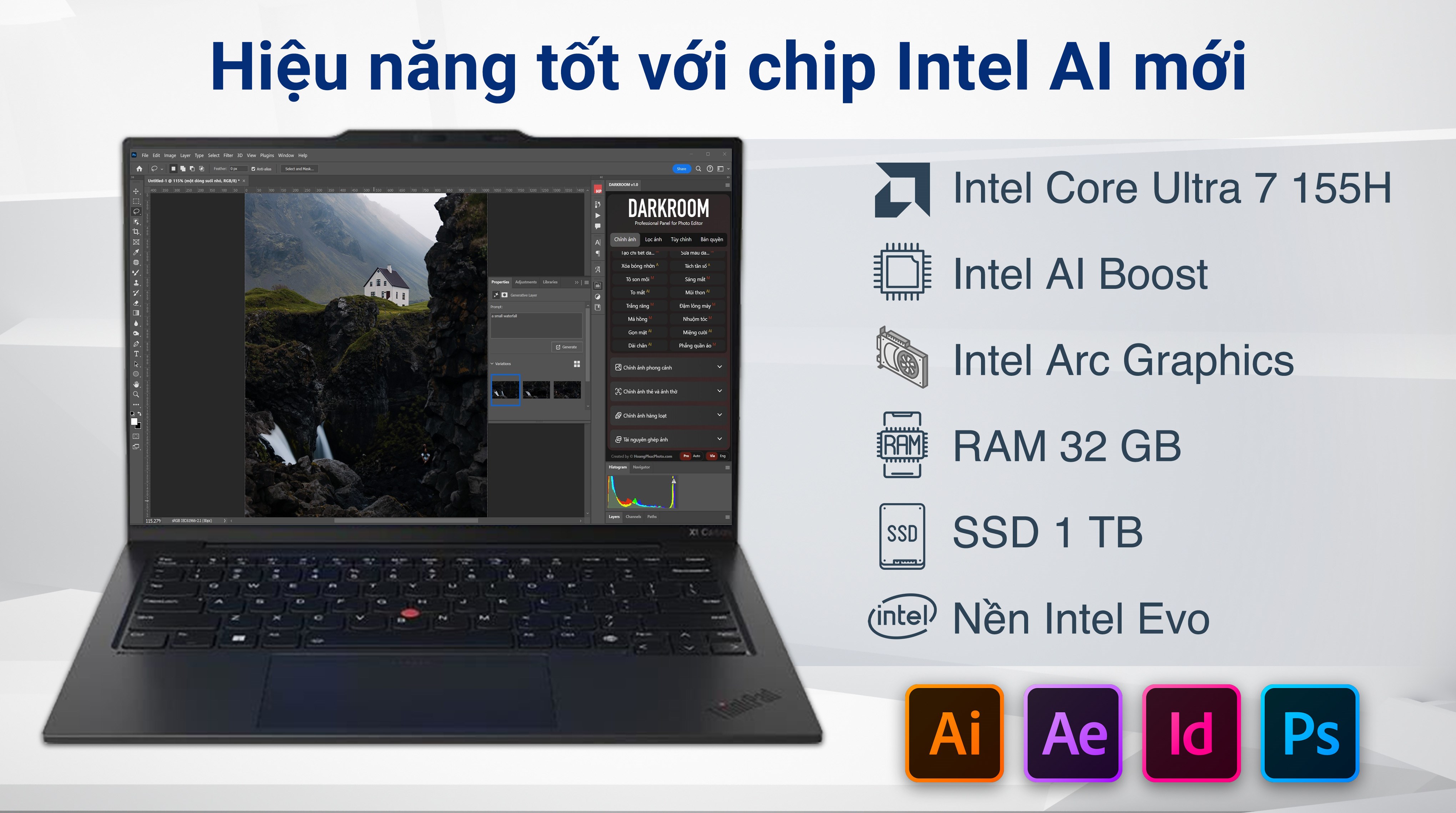 Laptop Lenovo ThinkPad X1 Carbon - 21KC008NVN (Ultra 7 155H, 32GB, 1TB, WUXGA, Win11 Pro)