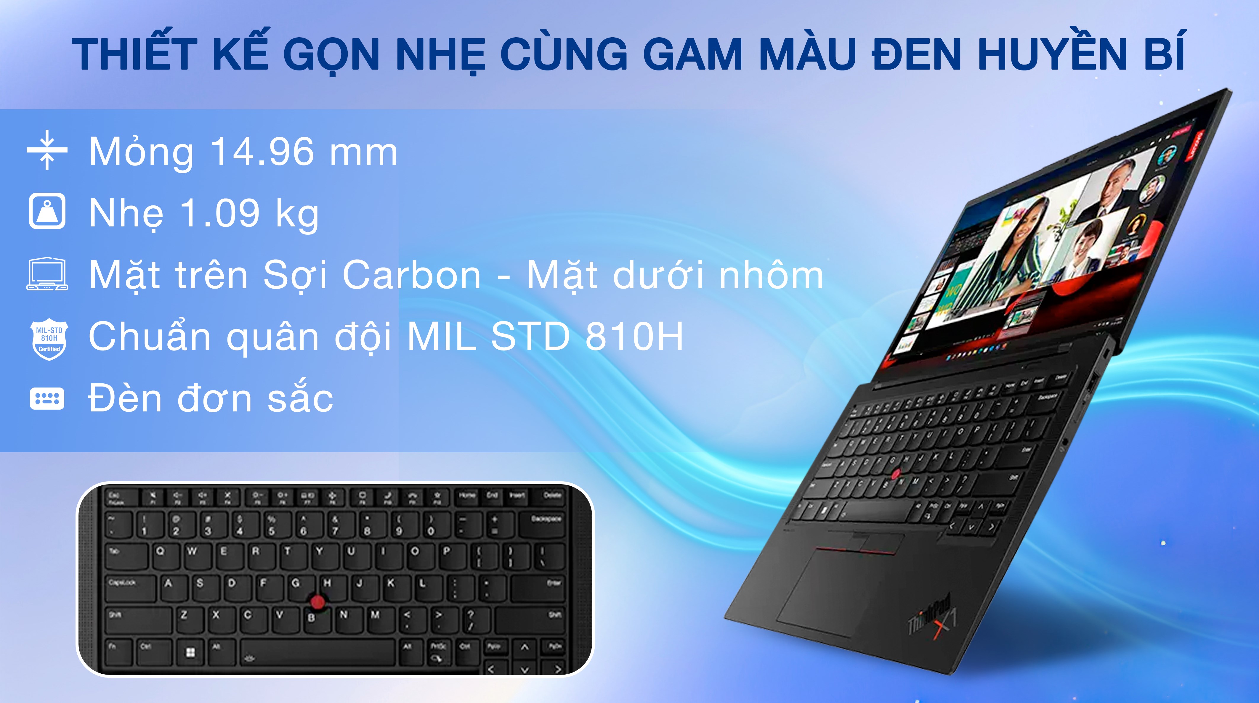 Laptop Lenovo ThinkPad X1 Carbon - 21KC008SVN (Ultra 7 155H, 32GB, 1TB, 2.8K OLED 120Hz, Cảm ứng, Win11 Pro)