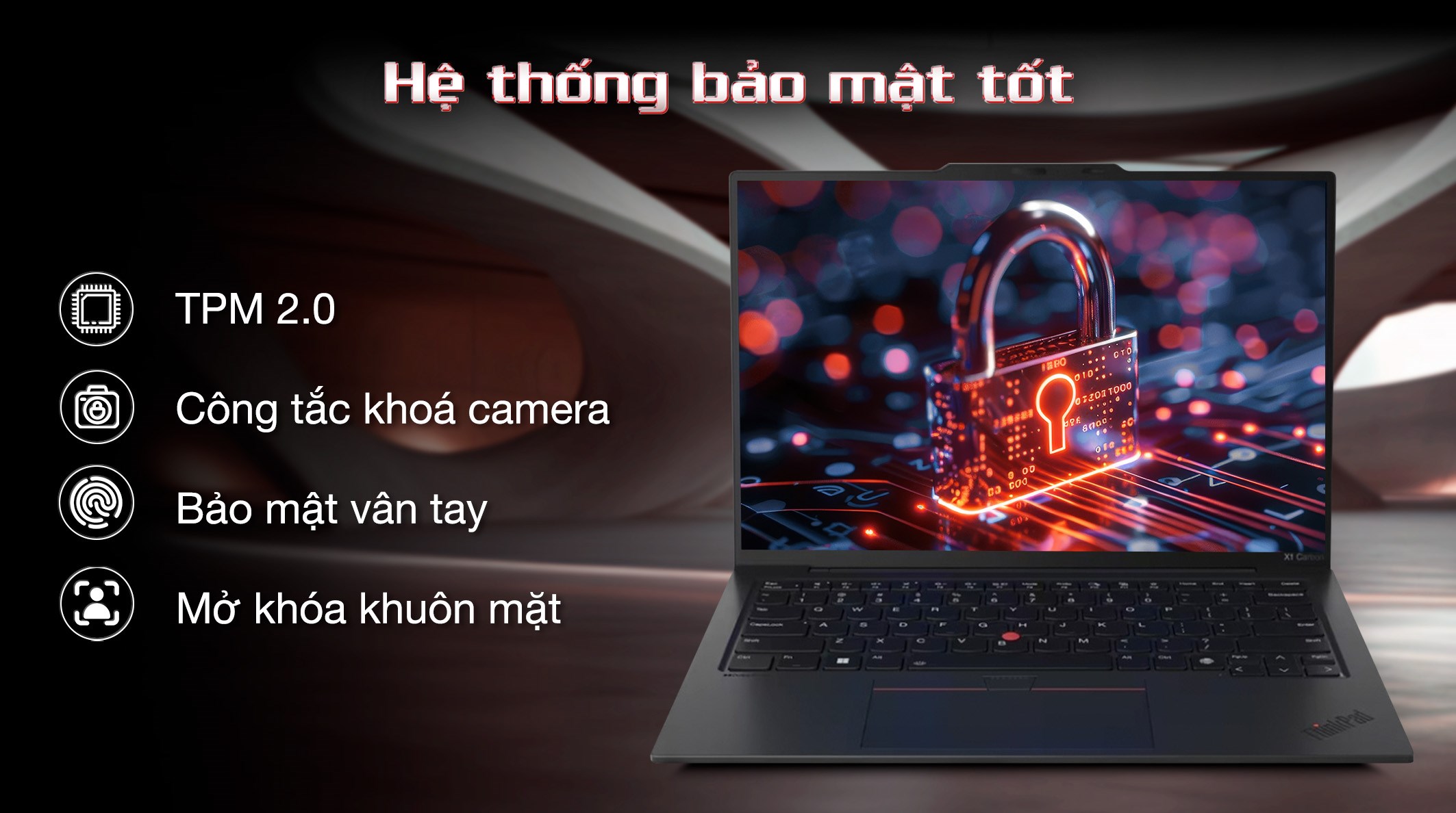 Laptop Lenovo ThinkPad X1 Carbon - 21KC00AGVN (Ultra 7 165U, 64GB, 1TB, 2.8K OLED 120Hz, Win11 Pro)