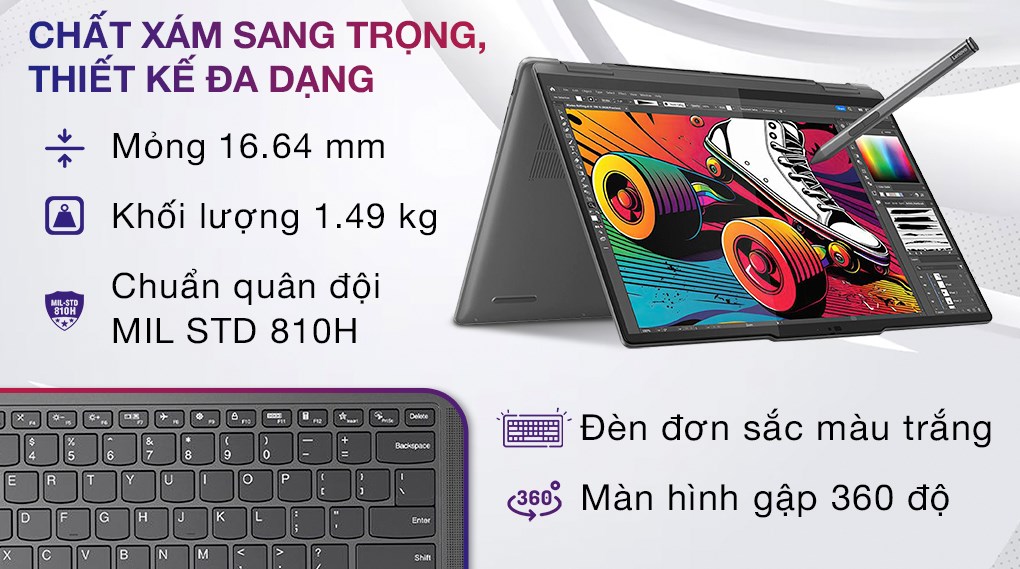 Laptop Lenovo Yoga 7 2in1 14IML9 - 83DJ00DMVN (Ultra 5 125H, 16GB, 512GB, WUXGA OLED, Cảm ứng, OfficeHS, Win11)