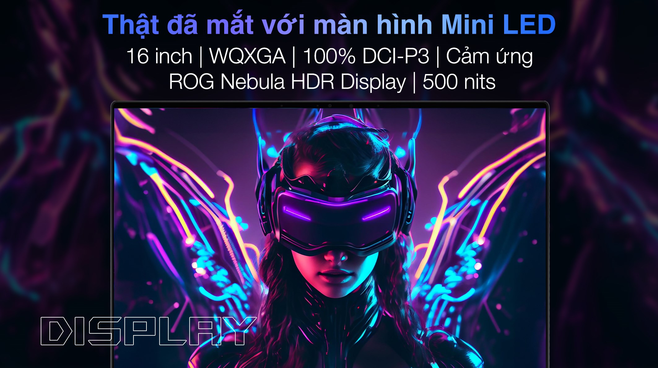 Laptop Asus Gaming ROG Flow X16 GV601VV - NF044W (i9 13900H, 16GB, 1TB, RTX 4060 8GB, WQXGA 240Hz, Cảm ứng, Win11)