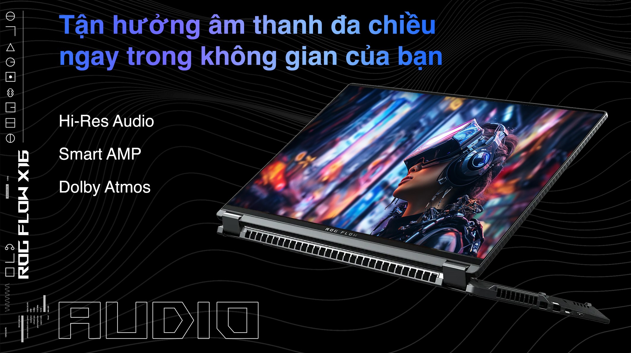 Laptop Asus Gaming ROG Flow X16 GV601VV - NF044W (i9 13900H, 16GB, 1TB, RTX 4060 8GB, WQXGA 240Hz, Cảm ứng, Win11)