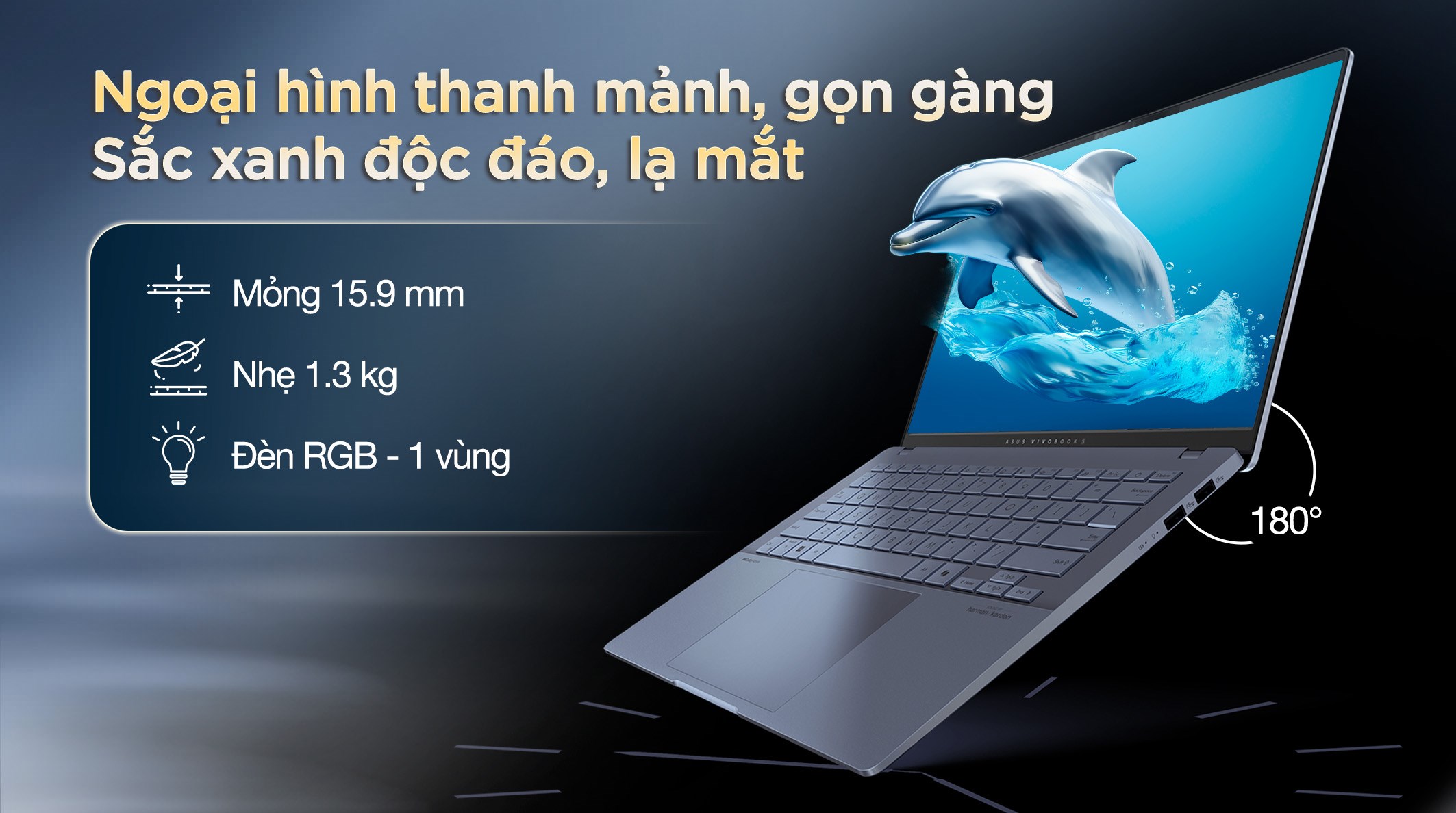 Laptop Asus Vivobook S14 S5406SA - PP059WS (Ultra 7 258V, 32GB, 1TB, 2.8K OLED 120Hz, OfficeHS, Win11)