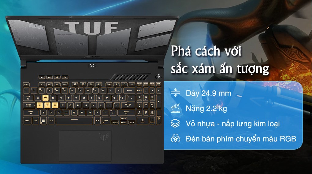 Laptop Asus TUF Gaming F15 FX507ZC4 - HNi7MW (i7 12700H, 16GB, 512GB, RTX 3050 4GB, Full HD 144Hz, Win11)