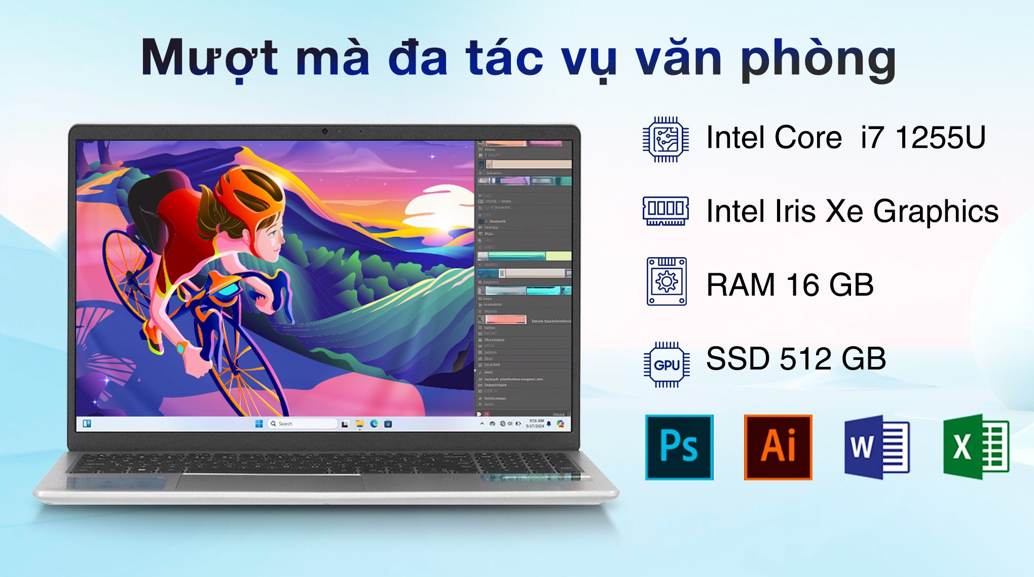 Laptop Dell Inspiron 15 3520 - 71053682 (i7 1255U, 16GB, 512GB, Full HD 120Hz, OfficeHS, Win11)