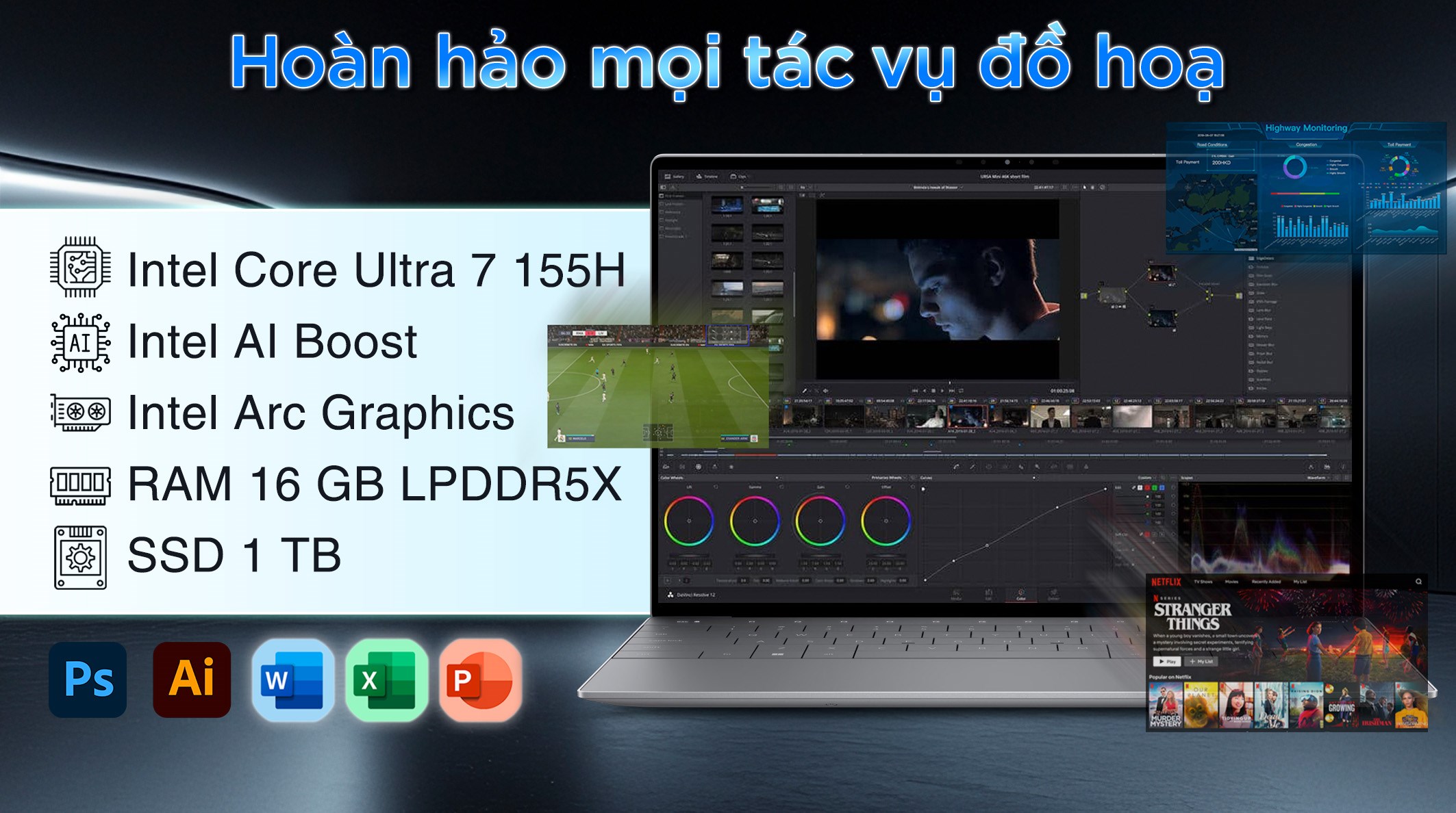 Laptop Dell XPS 13 9340 - HXRGT2 (Ultra 7 155H, 16GB, 1TB, QHD+, Cảm ứng, OfficeHS, Win11)
