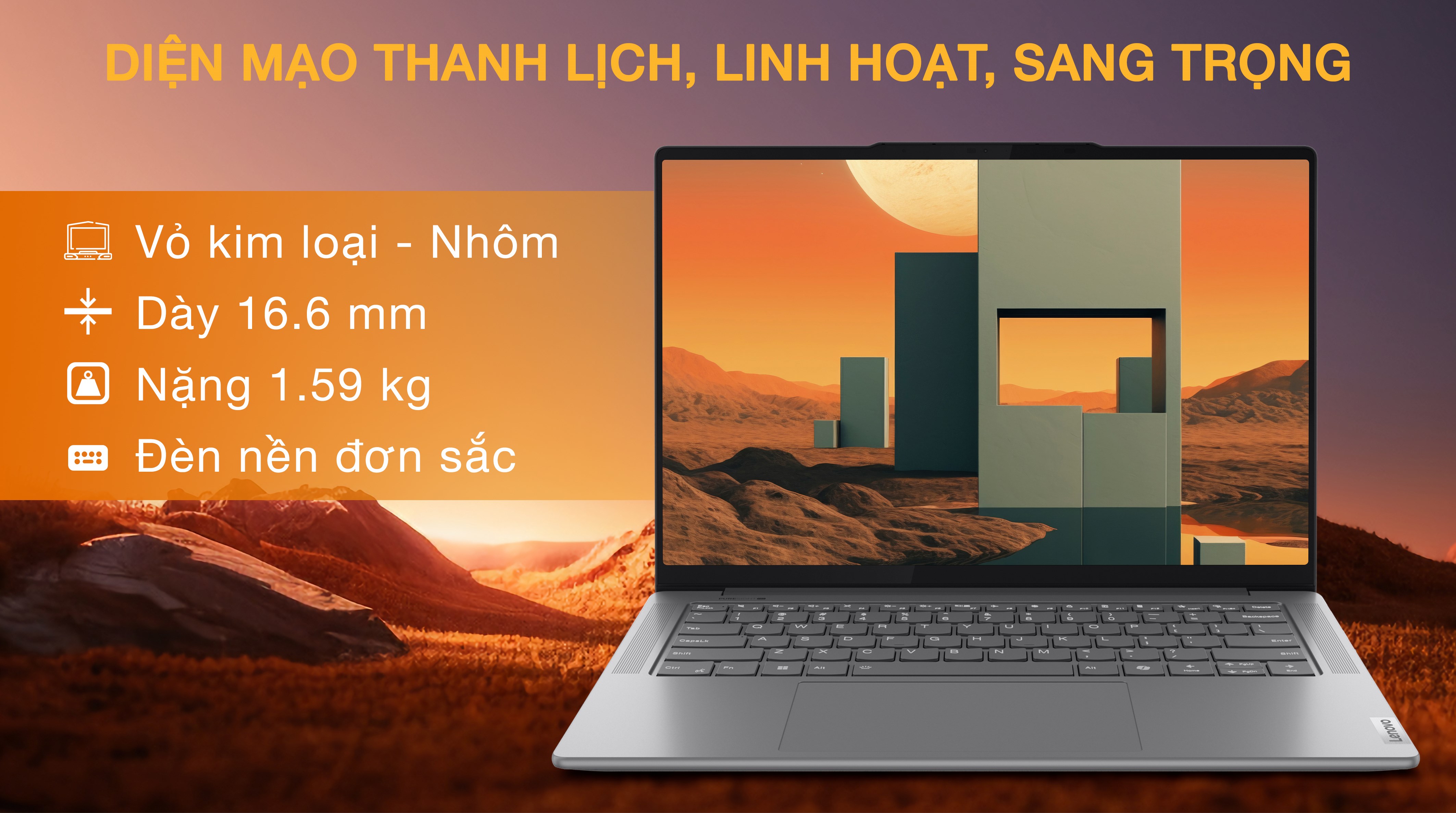 Laptop Lenovo Yoga Pro 7 14IMH9 - 83E2006MVN (Ultra 7 155H, 32GB, 1TB, RTX 4050 6GB, 2.8K OLED 120Hz, OfficeHS, Win11)