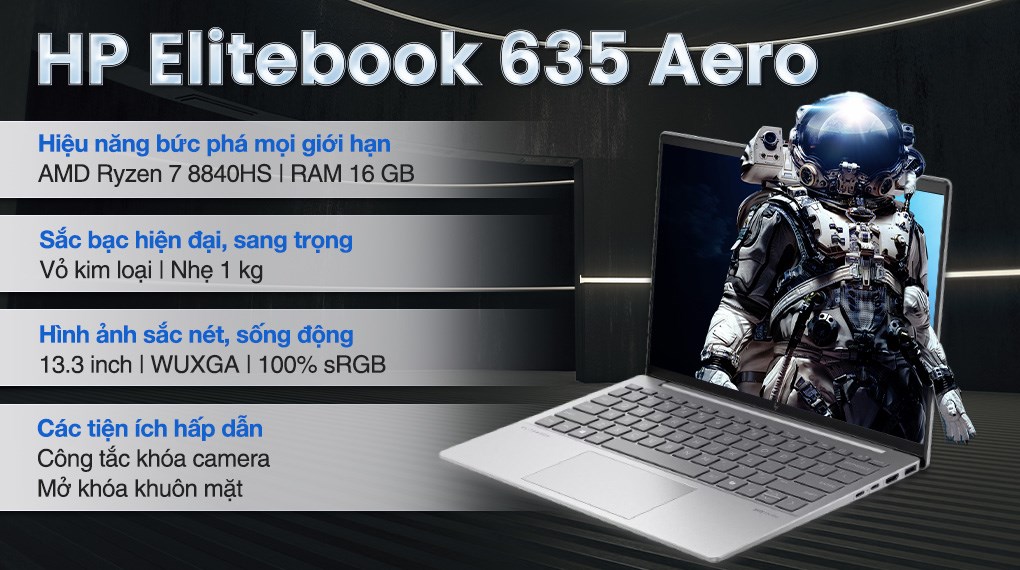 Laptop HP Elitebook 635 Aero G11 - A8WS7PT (R7 8840HS, 16GB, 512GB, WUXGA, Win11)