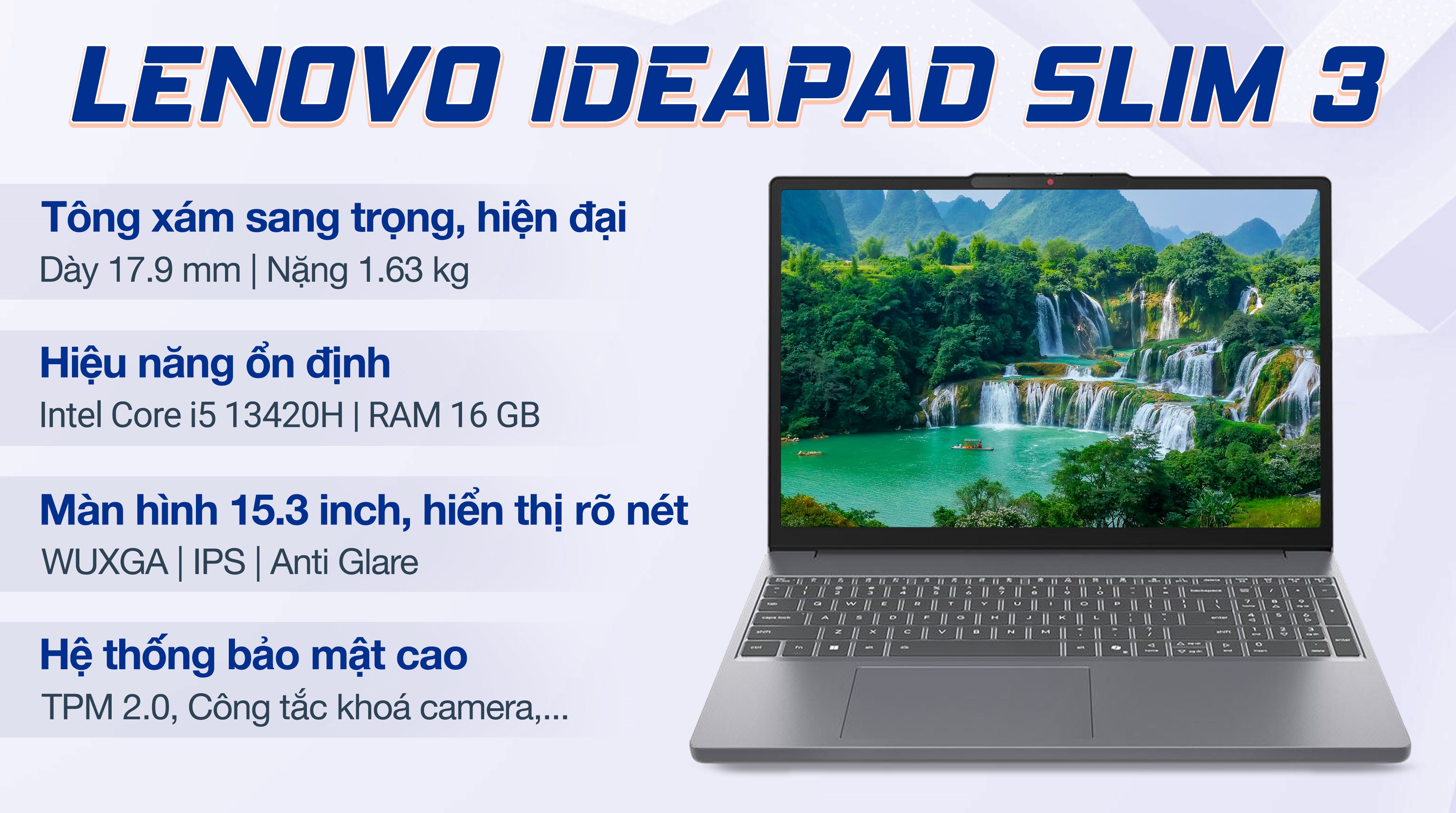 Laptop Lenovo IdeaPad Slim 3 15IRH10 i5 13420H/16GB/512GB/Win11 (83K1000HVN)