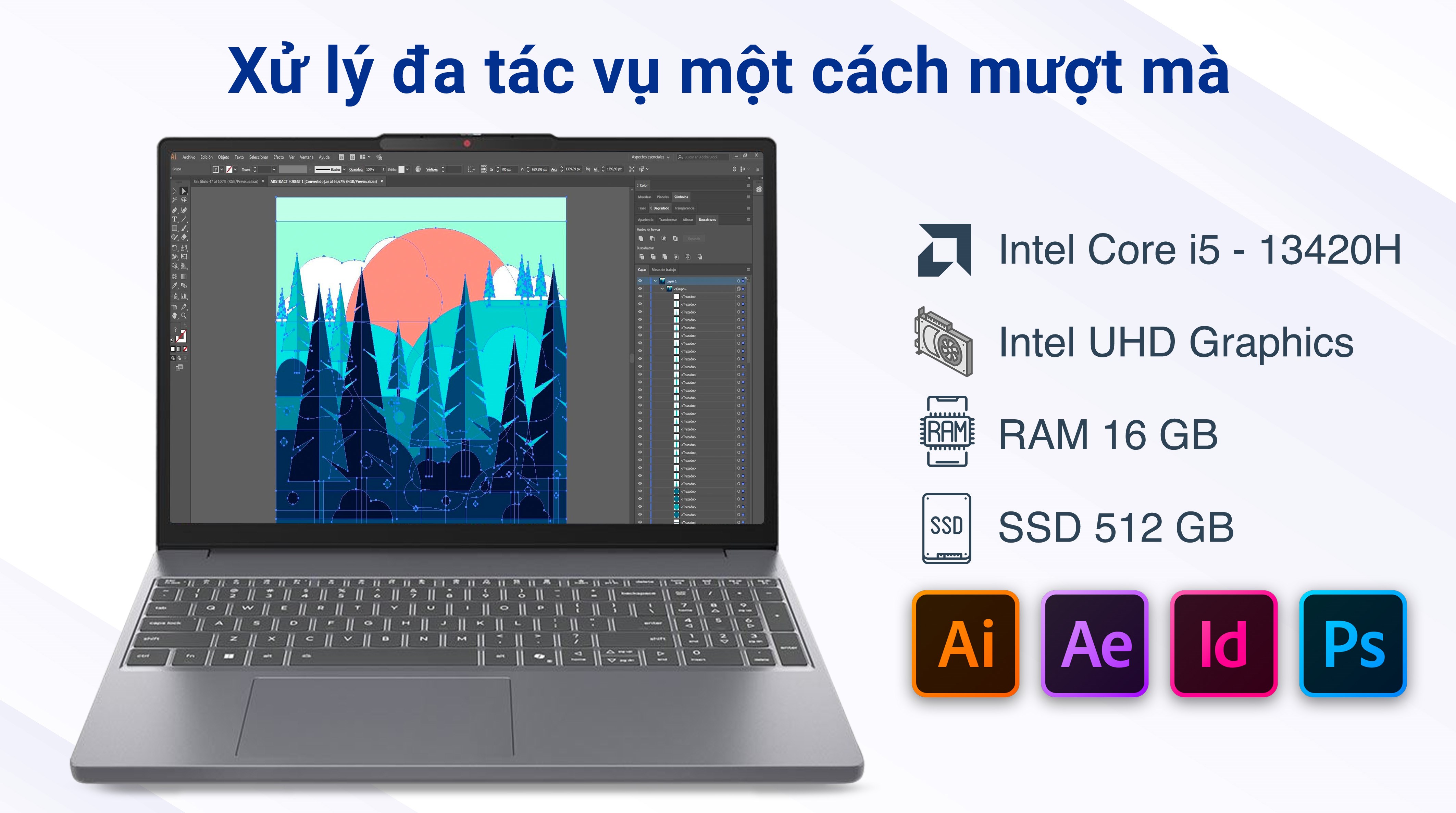 Laptop Lenovo IdeaPad Slim 3 15IRH10 - 83K1000HVN (i5 13420H, 16GB, 512GB, WUXGA, Win11)