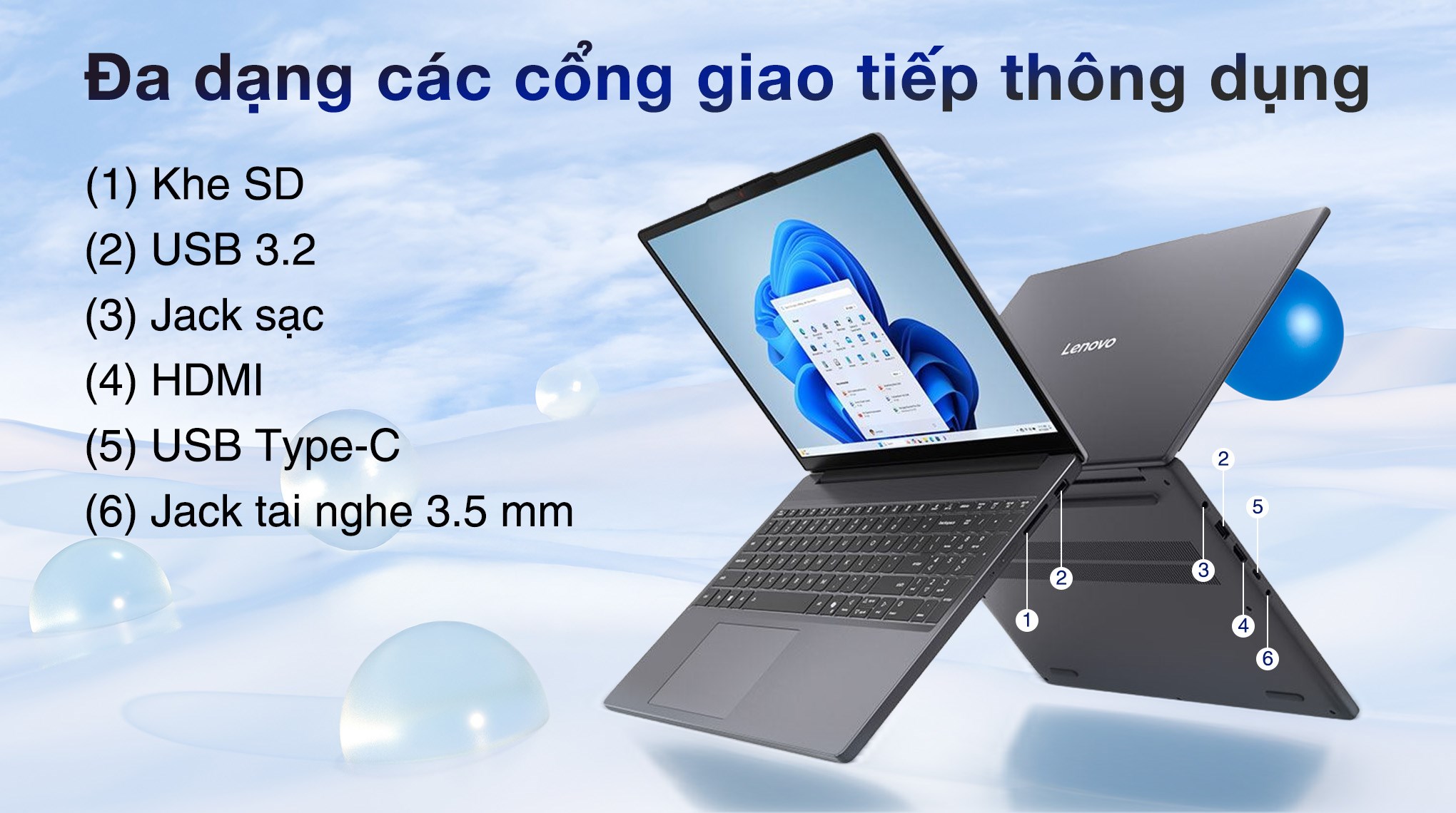 Laptop Lenovo IdeaPad Slim 3 15IRH10 - 83K1000GVN (i5 13420H, 24GB, 512GB, WUXGA, Win11)