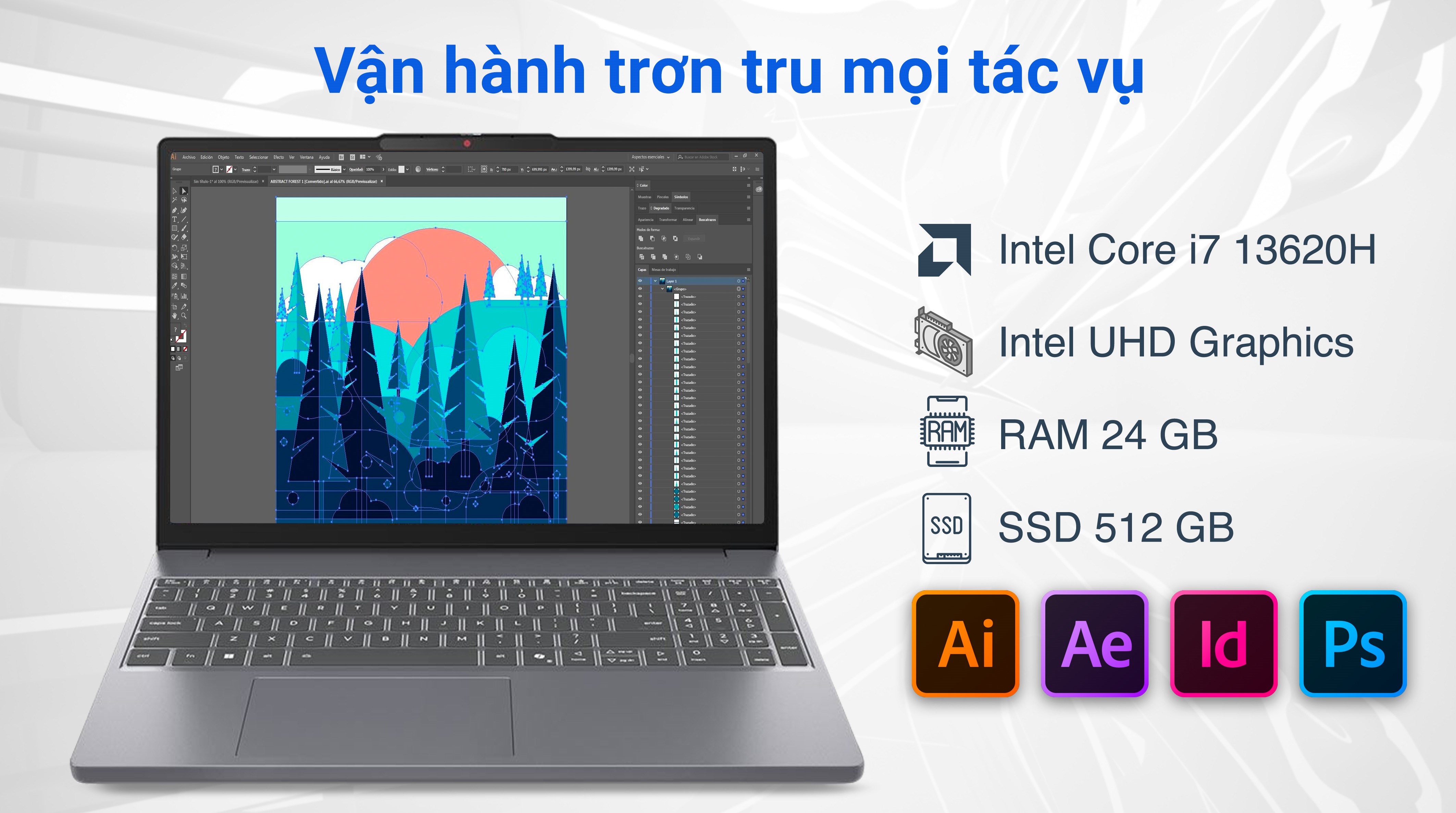 Laptop Lenovo IdeaPad Slim 3 15IRH10 - 83K1000FVN (i7 13620H, 24GB, 512GB, WUXGA, Win11)