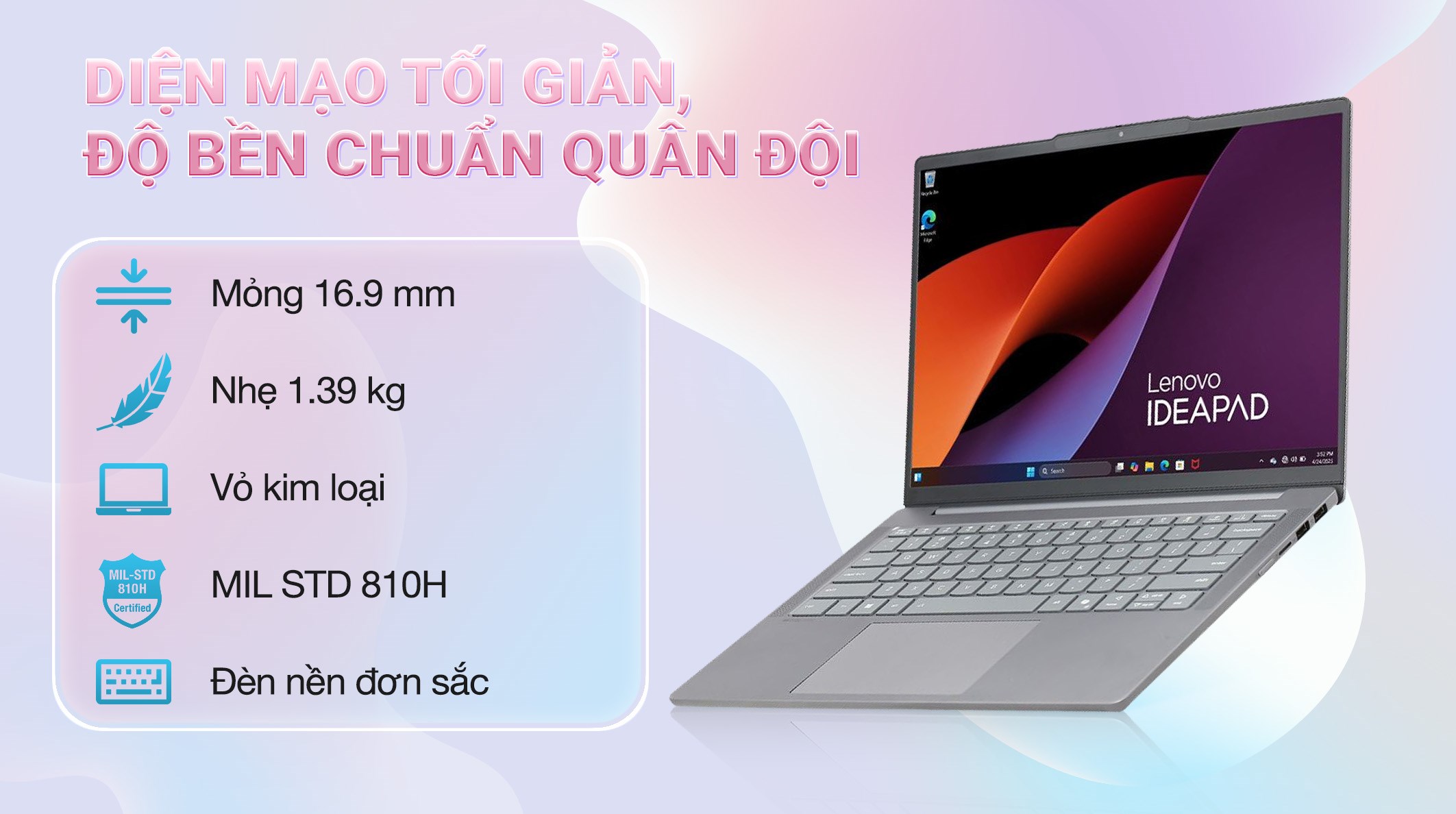 Laptop Lenovo IdeaPad Slim 5 OLED 14AHP10 - 83HV001MVN (R7 8845HS, 32GB, 512GB, WUXGA OLED, OfficeH24+365, Win11)