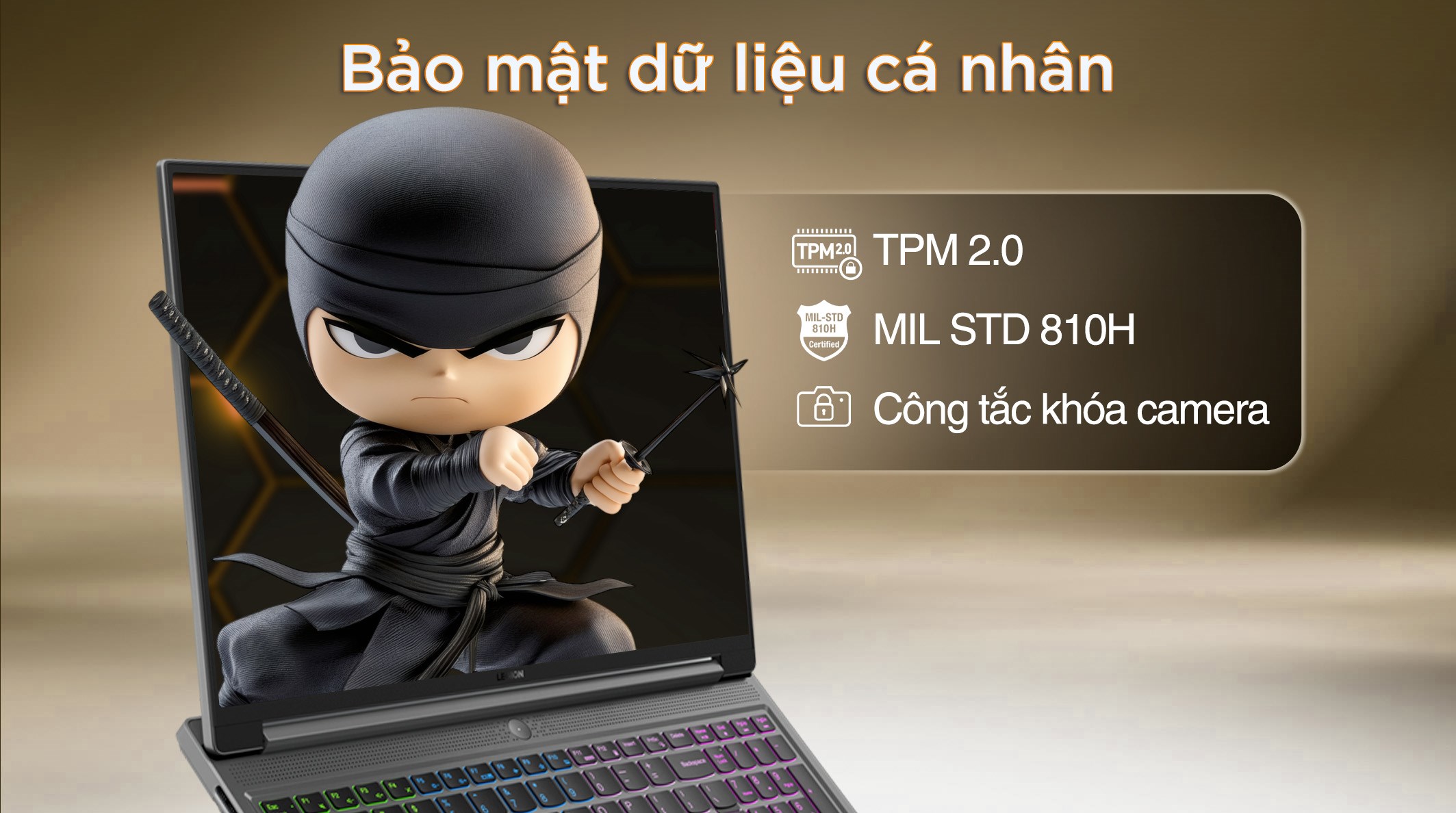 Laptop Lenovo Gaming Legion Slim 5 16AHP9 - 83DH003AVN (R7 8845HS, 16GB, 512GB, RTX 4060 8GB, WQXGA 165Hz, Win11)