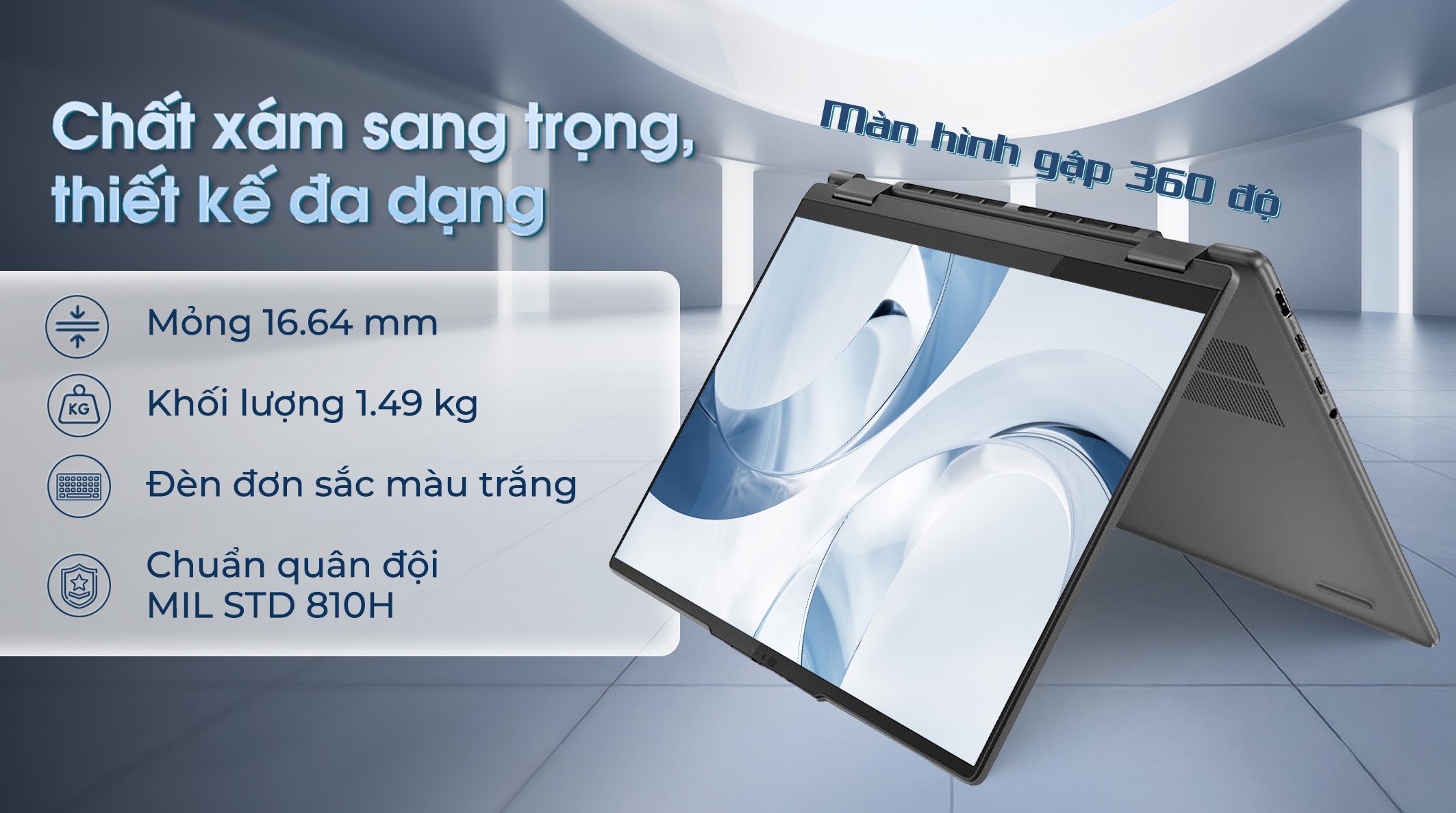 Laptop Lenovo Yoga 7 2in1 14IML9 - 83DJ001FVN (Ultra 7 155H, 16GB, 512GB, WUXGA OLED, Cảm ứng, OfficeHS, Win11)