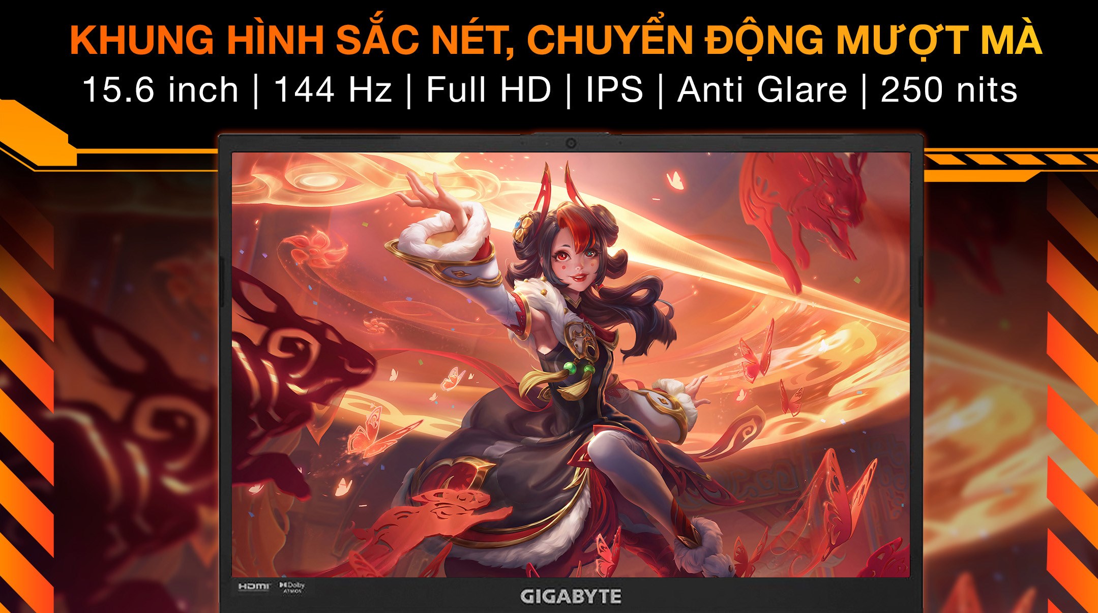 Laptop GIGABYTE Gaming G5 MF5 RC555 - 9RC55MF5FJIINIVN000 (i7 13620H, 16GB, 512GB, RTX 4050 6GB, Full HD 144Hz, Win11)