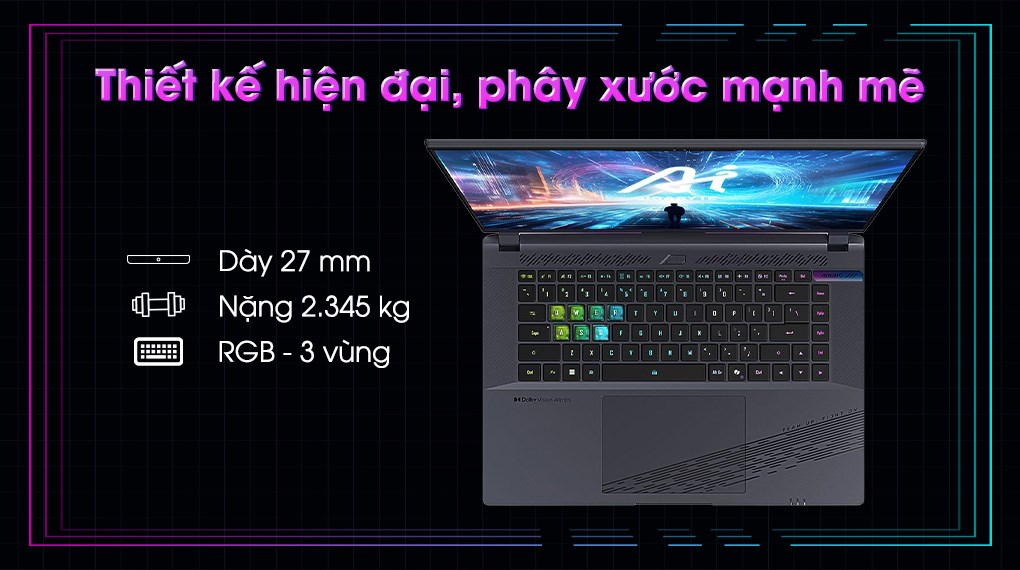 Laptop GIGABYTE AORUS 16X X6LAG - 9RX6LASGDDJIXDVN010 (i7 14650HX, 16GB, 1TB, RTX 4070 8GB, WQXGA 165Hz, Win11)