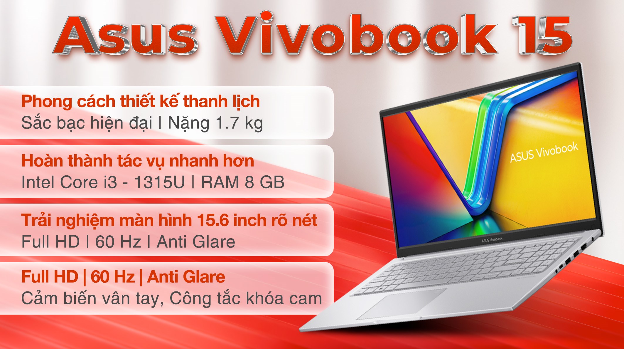 Laptop Asus Vivobook 15 X1504VA i3 1315U/8GB/512GB/Win11 (NJ1634W)
