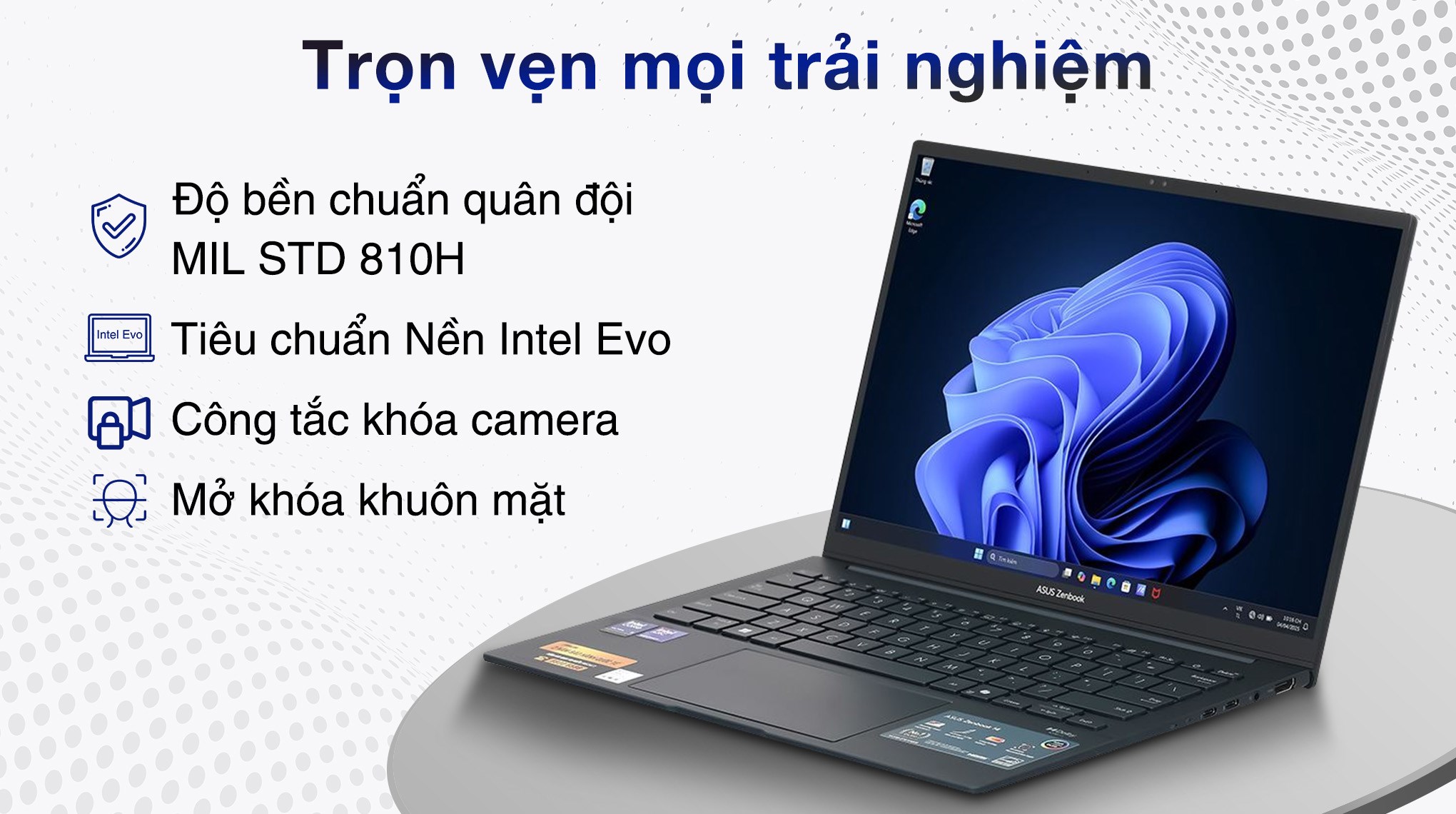 Laptop Asus Zenbook 14 UX3405CA - PZ187WS (Ultra 5 225H, 16GB, 512GB, 2.8K OLED 120Hz, Cảm ứng, OfficeH24+365, Win11)