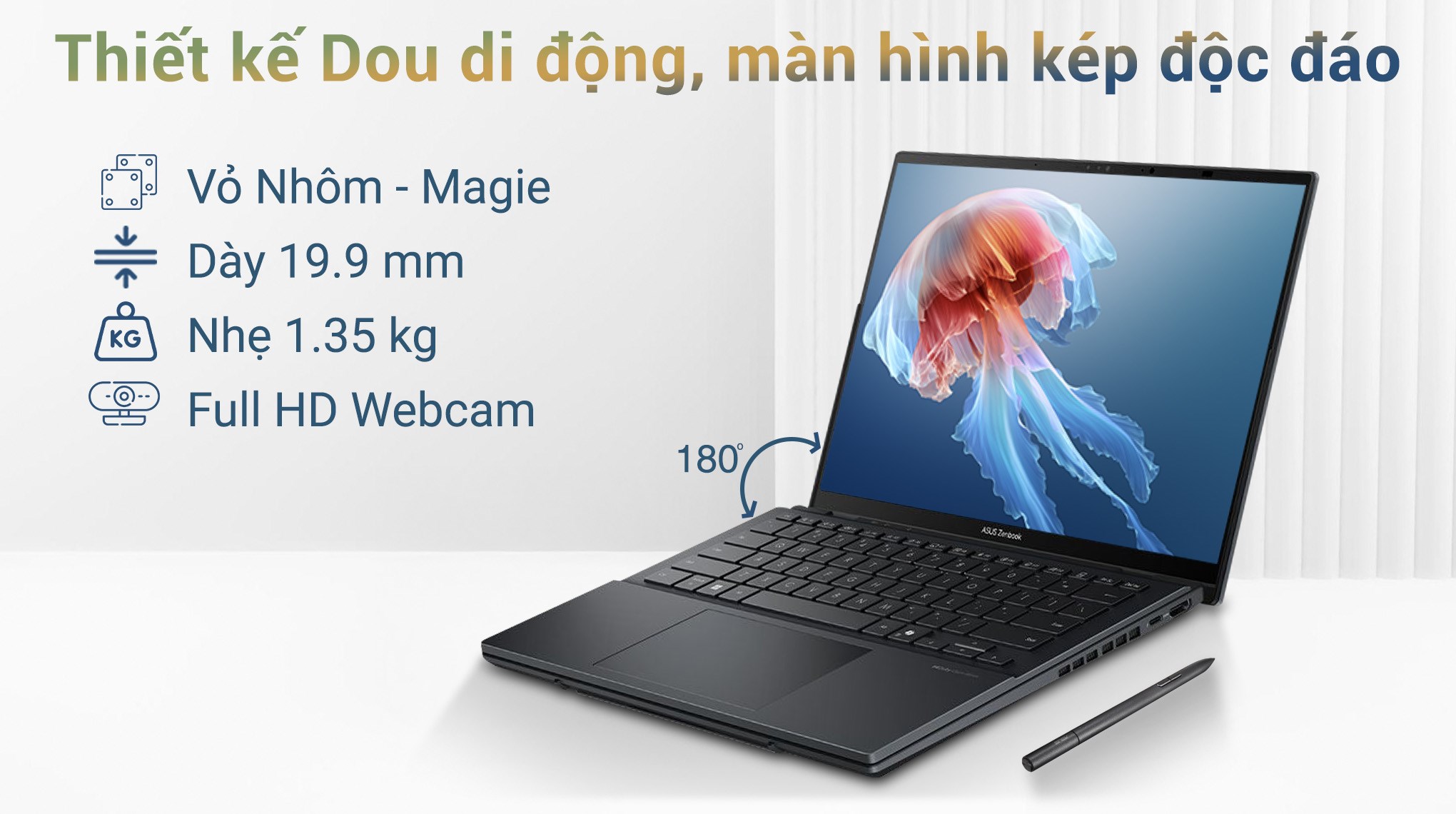 Laptop Asus Zenbook DUO UX8406CA - PZ109WS (Ultra 9 285H, 32GB, 1TB, 2.8K OLED 120Hz, Cảm ứng, OfficeH24+365, Win11)