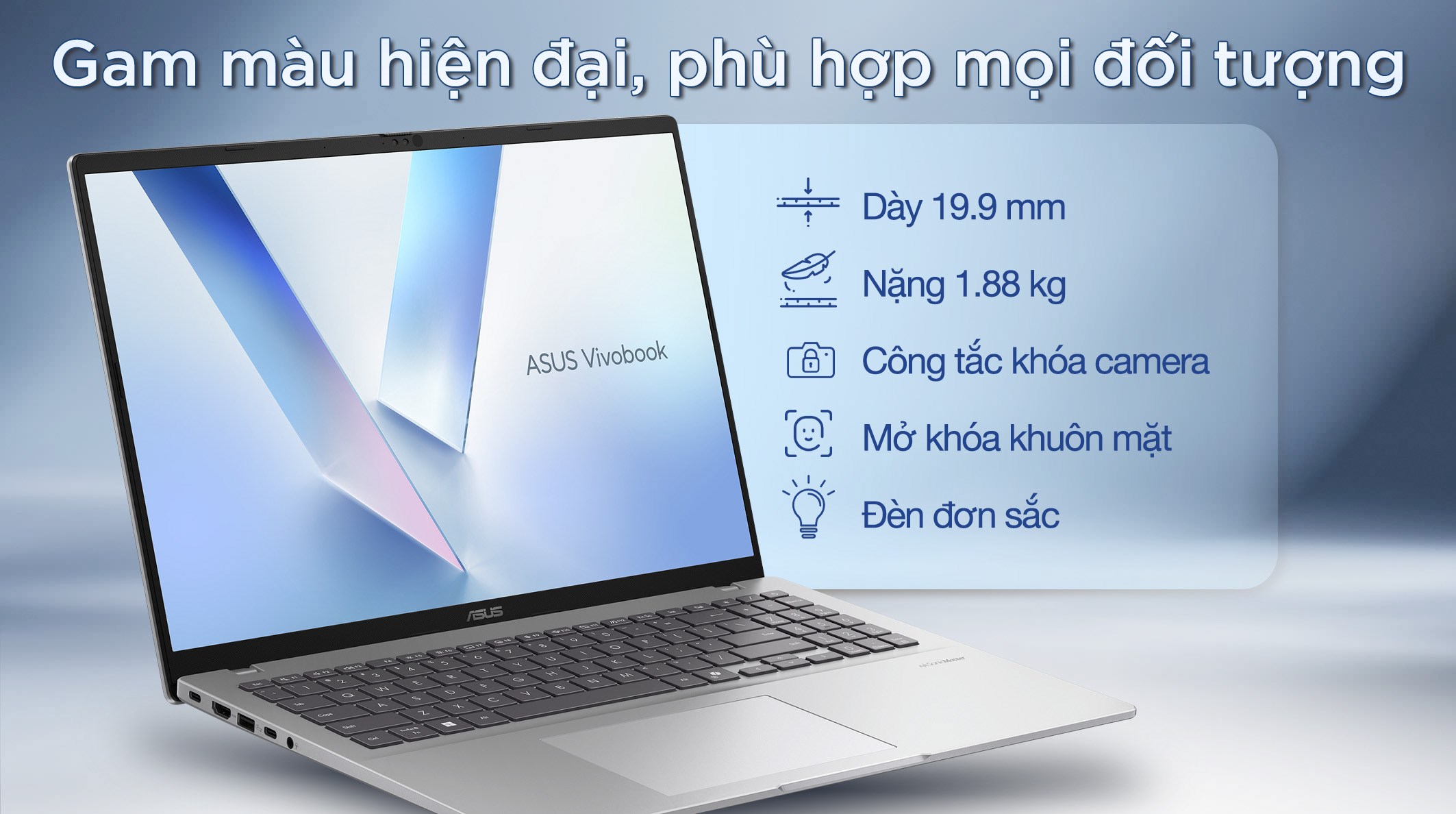 Laptop Asus Vivobook 16 M1607KA - MB091WS (R7 AI 350, 16GB, 512GB, WUXGA, OfficeH24+365, Win11)