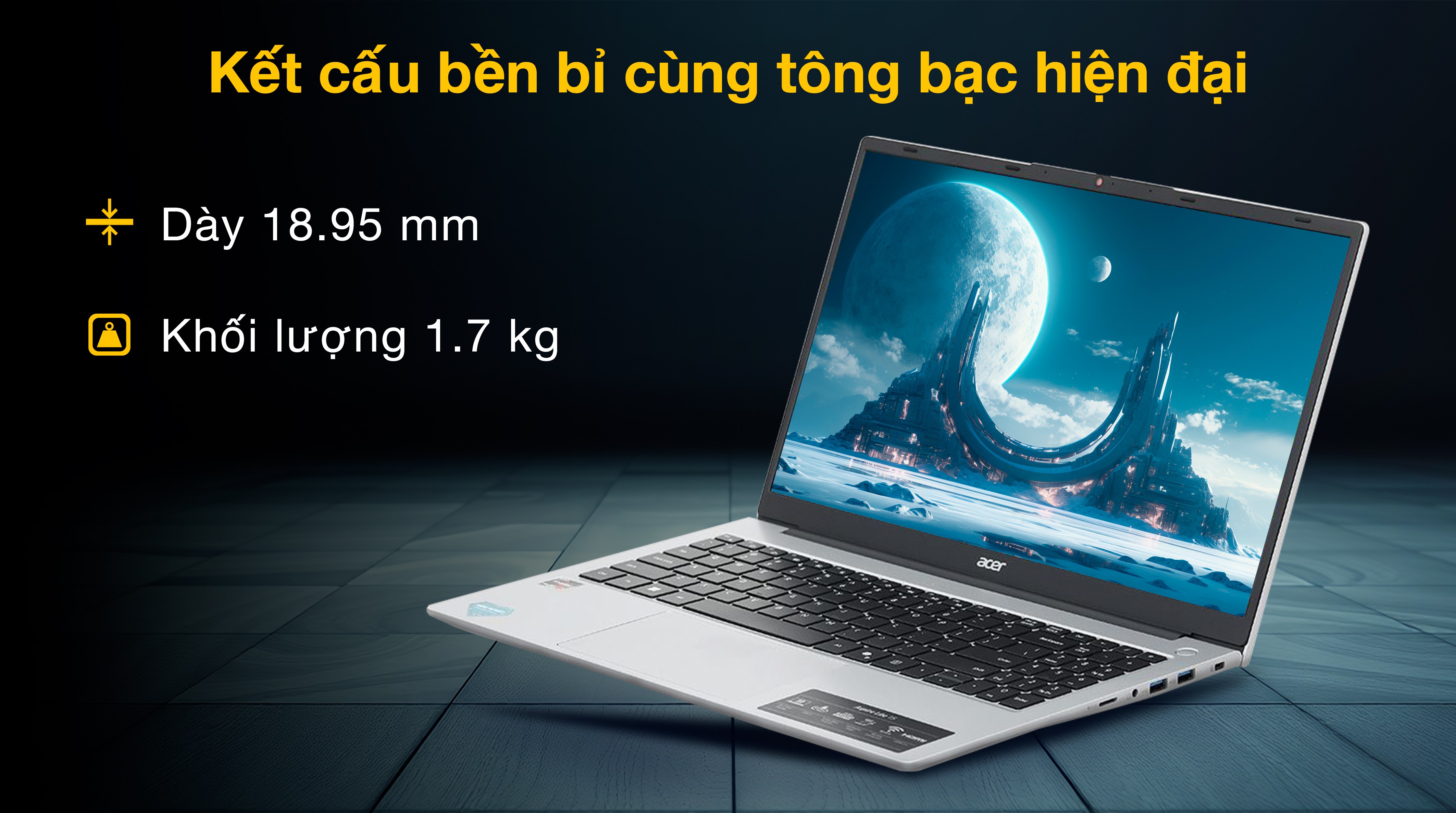 Laptop Acer Aspire Lite 15 AL15 41P R3U5 - NX.J53SV.001 (R7 5700U, 16GB, 512GB, Full HD, Win11)