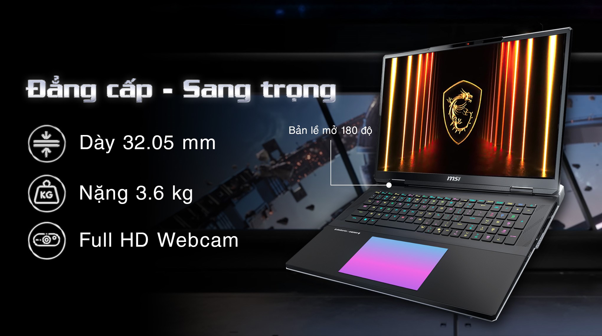 Laptop MSI Gaming Titan 18 HX AI A2XWIG - 090VN (Ultra 9 285HX, 64GB, 6TB, RTX 5080 16GB, 4K 120Hz, Win11)