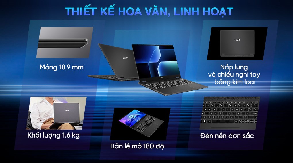 Laptop MSI Prestige 14 AI+ Evo C2VMG - 020VN (Ultra 7 258V, 32GB, 1TB, 2.8K OLED 120Hz, Win11)