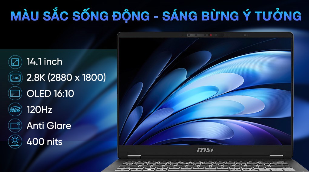 Laptop MSI Prestige 14 AI+ Evo C2VMG - 020VN (Ultra 7 258V, 32GB, 1TB, 2.8K OLED 120Hz, Win11)