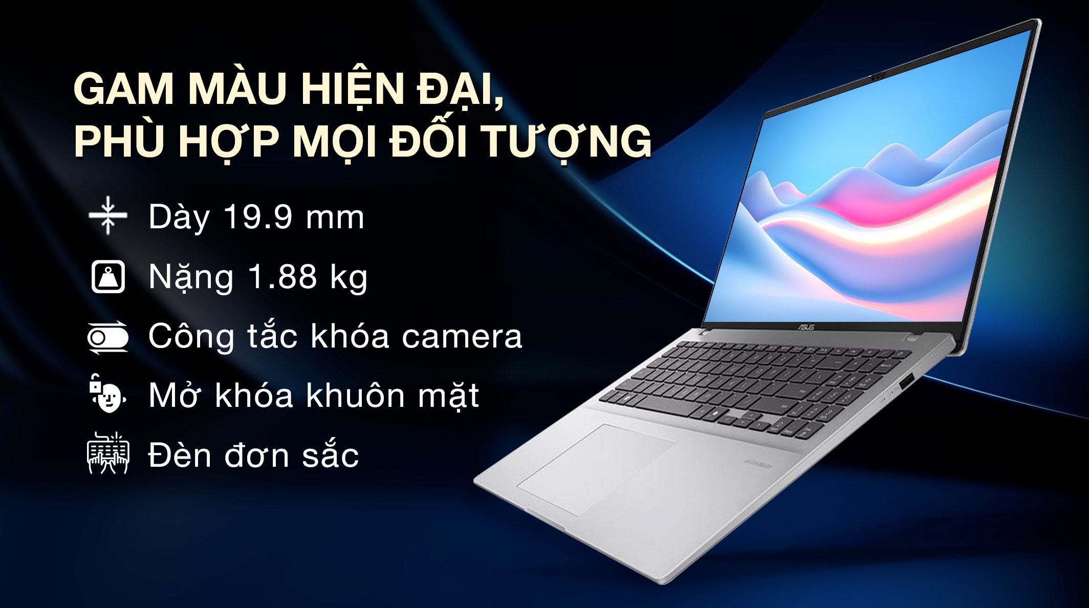 Laptop Asus Vivobook 16 A1607CA - MB038WS (Ultra 5 225H, 16GB, 512GB, WUXGA, OfficeH24+365, Win11)