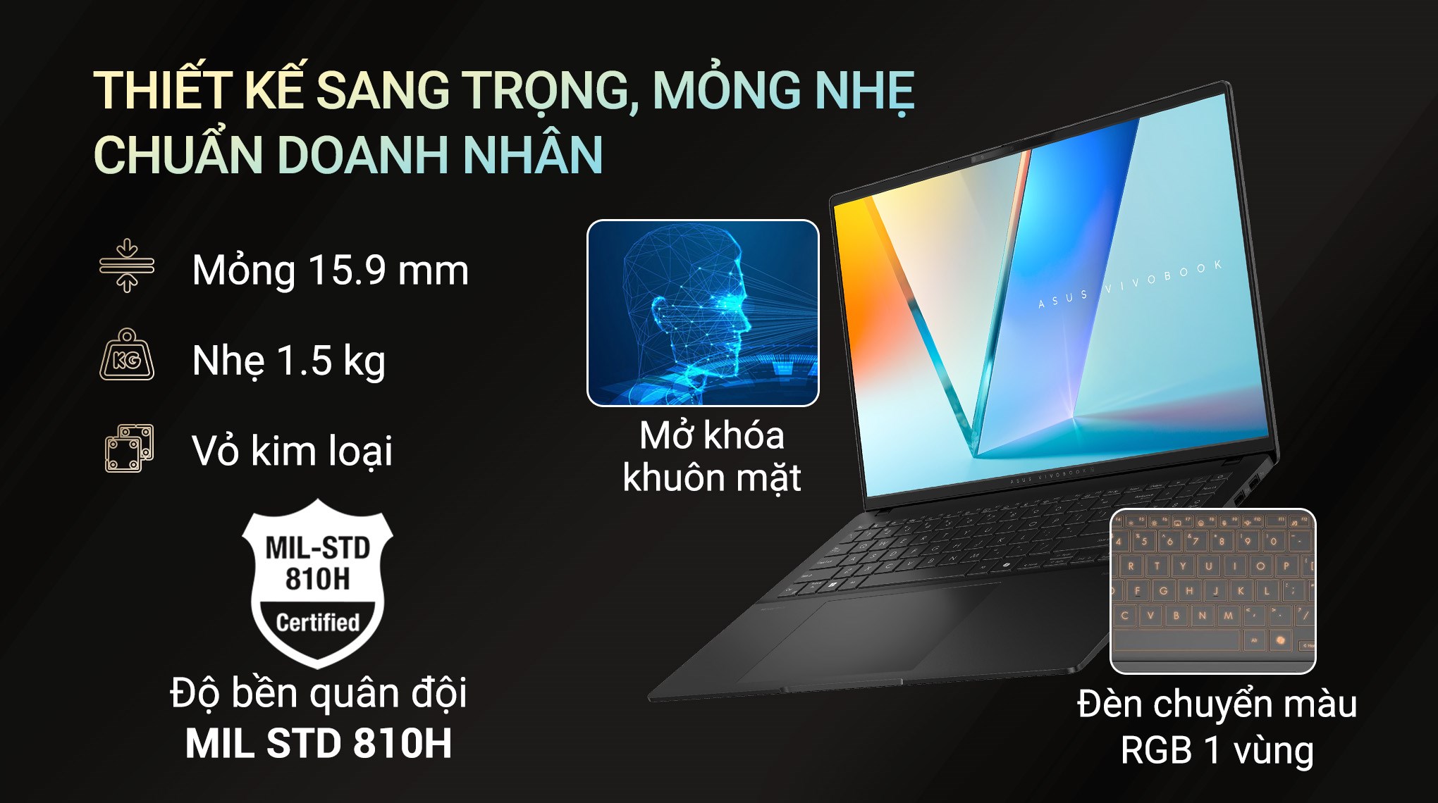 Laptop Asus Vivobook S16 M5606KA - RI016WS (R7 AI 350, 24GB, 512GB, 2.8K OLED 120Hz, OfficeH24+365, Win11)