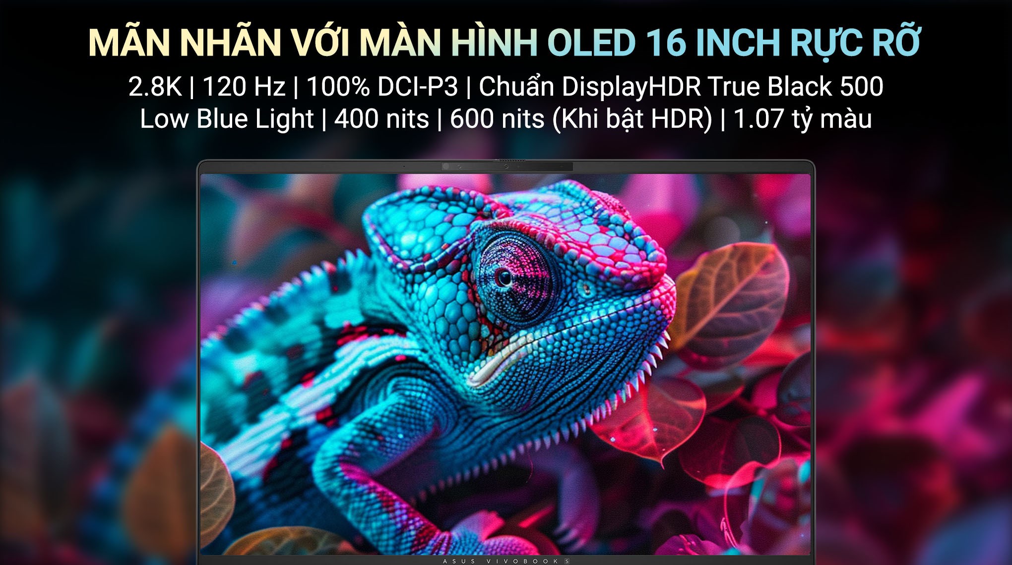 Laptop Asus Vivobook S16 M5606KA - RI016WS (R7 AI 350, 24GB, 512GB, 2.8K OLED 120Hz, OfficeH24+365, Win11)