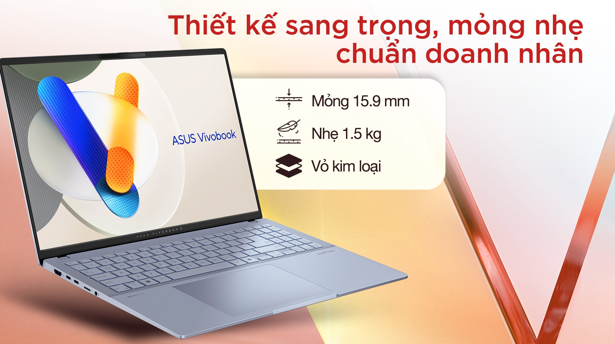 Laptop Asus Vivobook S16 S5606CA - RI114WS (Ultra 5 225H, 16GB, 512GB, 2.8K 120Hz, OfficeH24+365, Win11)