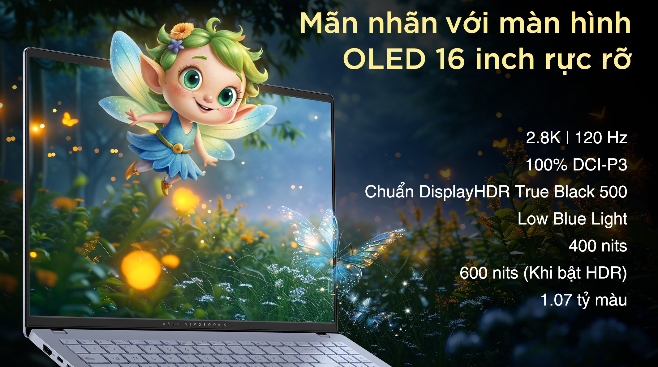 Laptop Asus Vivobook S16 S5606CA - RI114WS (Ultra 5 225H, 16GB, 512GB, 2.8K 120Hz, OfficeH24+365, Win11)