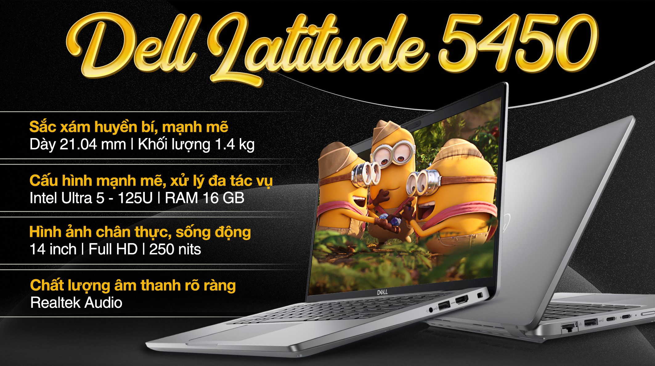Laptop Dell Latitude 5450 - L5450-125U-16512W (Ultra 5 125U, 16GB, 512GB, Full HD, Win11)