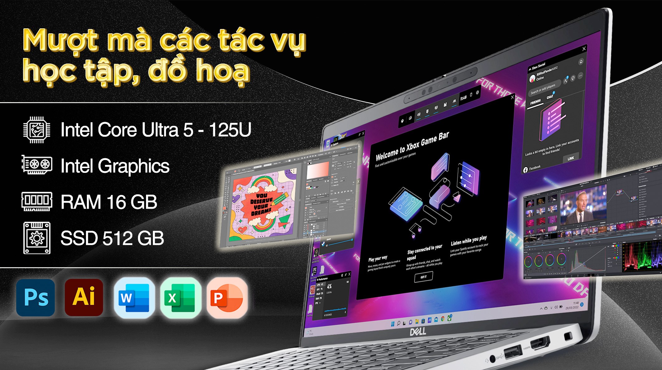 Laptop Dell Latitude 5450 - L5450-125U-16512W (Ultra 5 125U, 16GB, 512GB, Full HD, Win11)