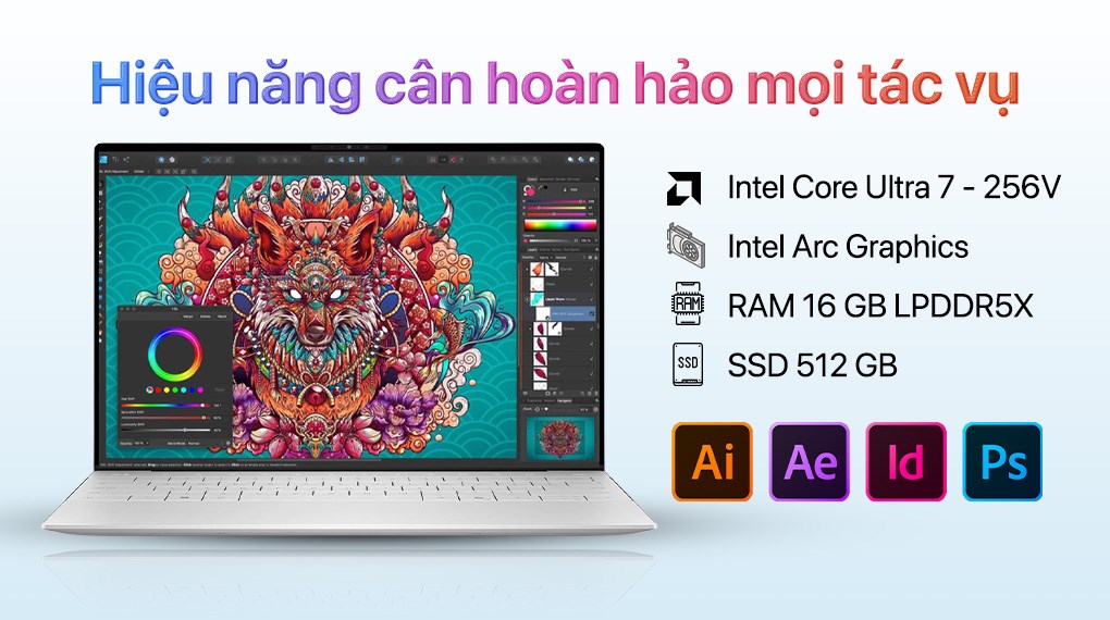 Laptop Dell XPS 13 9350 - XPSU7016W1 (Ultra 7 256V, 16GB, 512GB, QHD+ 120Hz, Cảm ứng, OfficeH24+365, Win11)