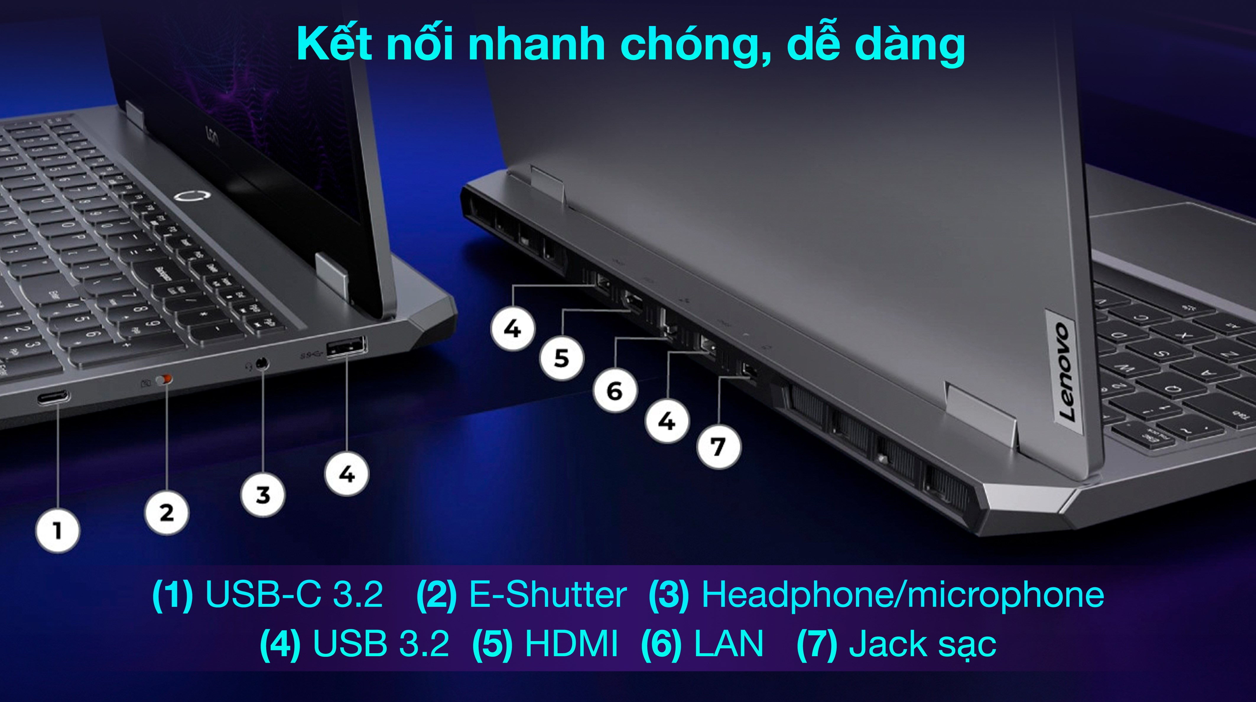 Laptop Lenovo Gaming LOQ 15IRX9 - 83DV003CVN (i5 13450HX, 16GB, 512GB, RTX 3050 6GB, Full HD 144Hz, Win11)