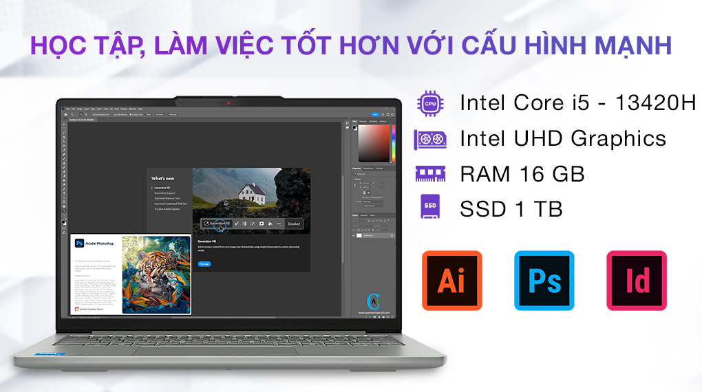 Laptop Lenovo IdeaPad Slim 5 14IRH10 - 83HR005YVN (i5 13420H, 16GB, 1TB, WUXGA OLED, OfficeH24+365, Win11)