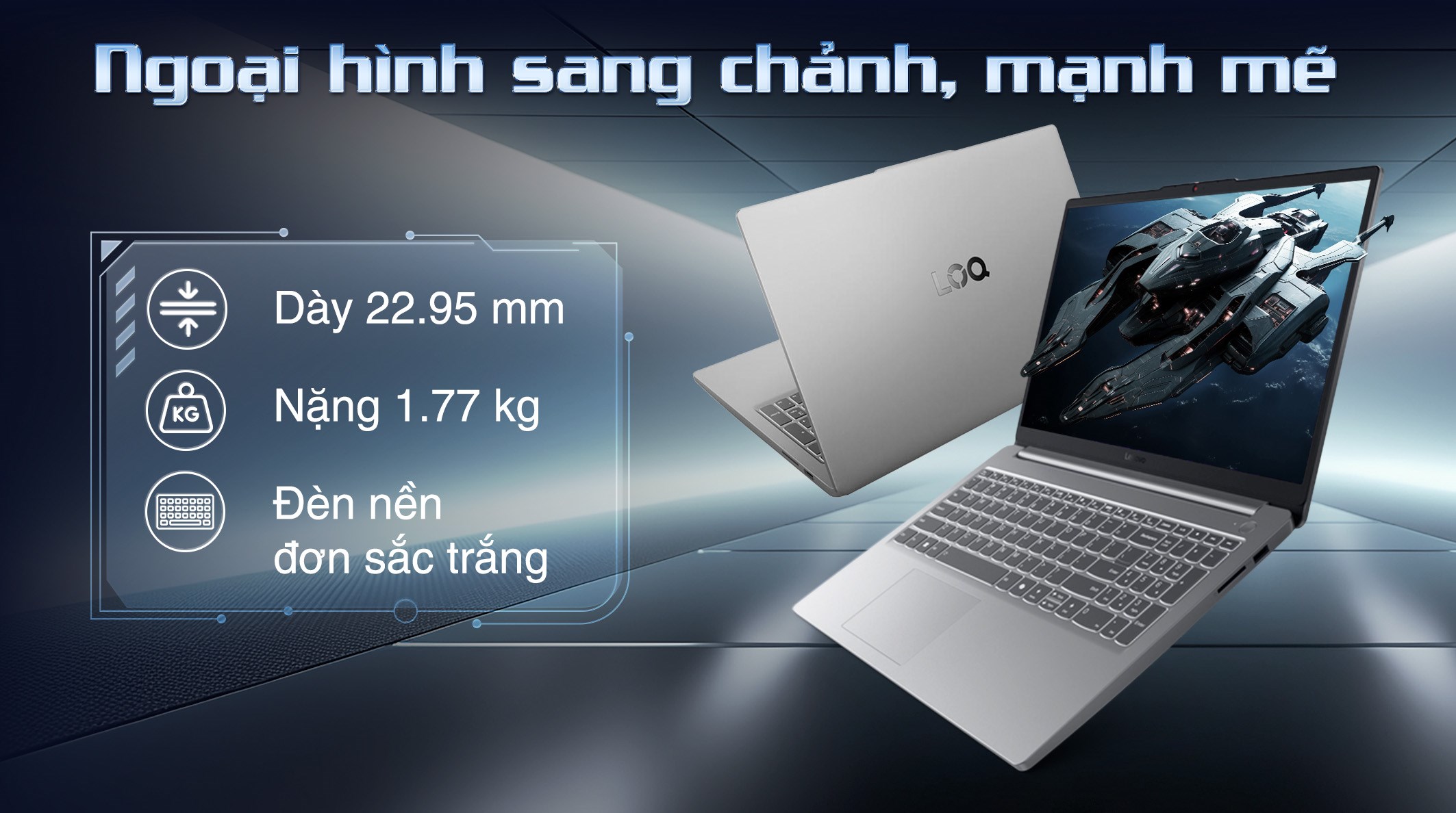 Laptop Lenovo Gaming LOQ 15IAX9E - 83LK0079VN (i5 12450HX, 16GB, 512GB, RTX 3050 6GB, Full HD 144Hz, Win11)