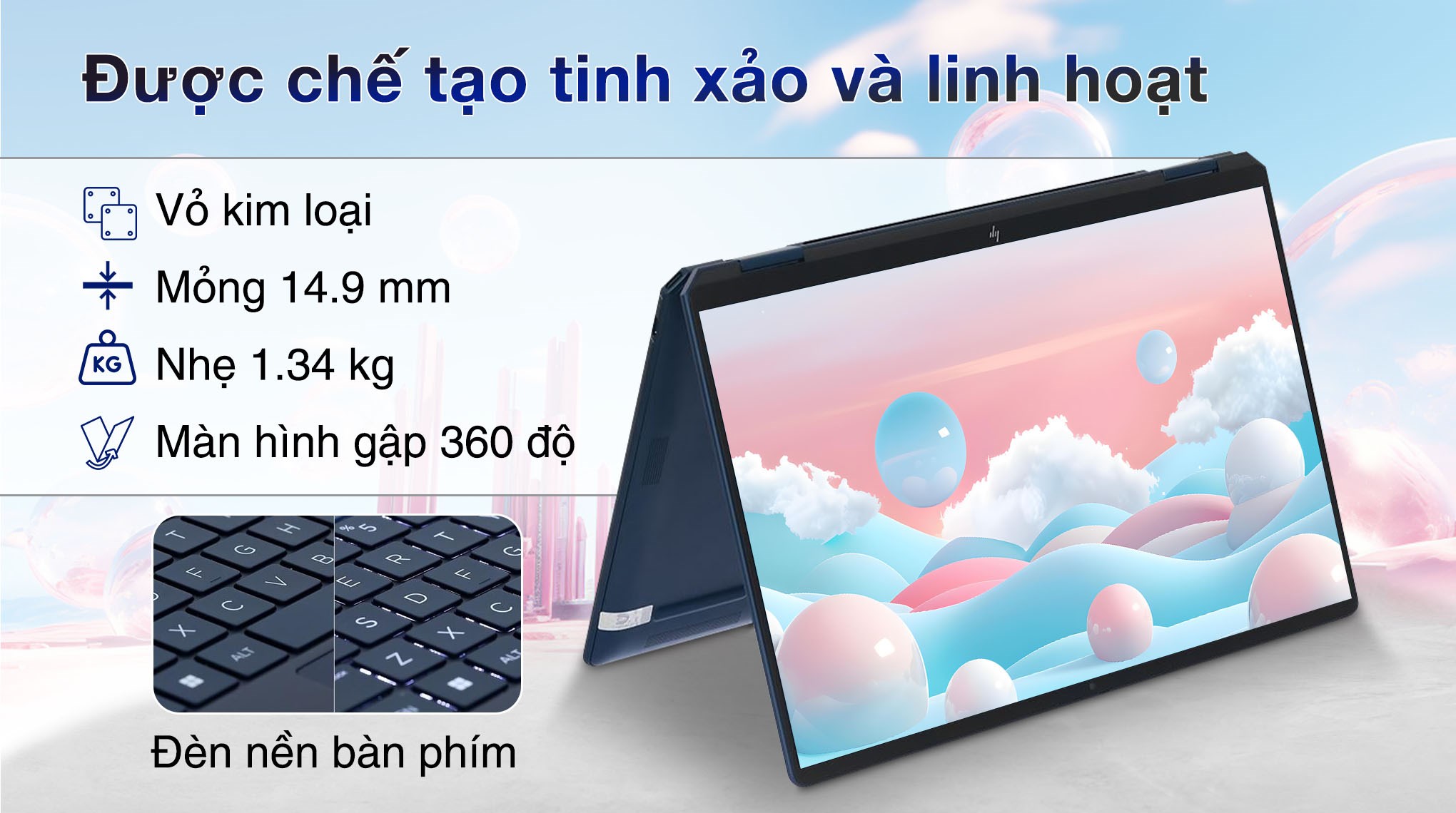 Laptop HP OmniBook UF 14 fh0038TU - B2CP4PA (Ultra 9 288V, 32GB, 1TB, 2.8K OLED 120Hz, Cảm ứng, OfficeHS+365, Win11)