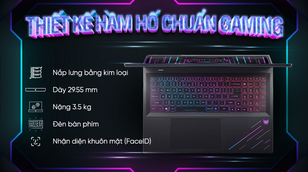 Laptop Acer Gaming Predator Helios 18 AI PH18 73 93P0 - NH.QVYSV.001 (Ultra 9 275HX, 64GB, 3TB, RTX 5080 12GB, 2.5K 250Hz, Win11 Pro)